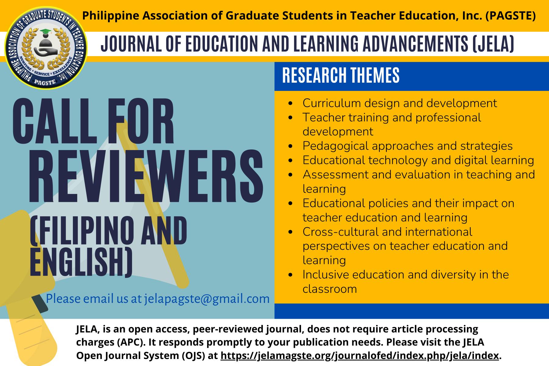Journal of Education and Learning Advancements | Manila
