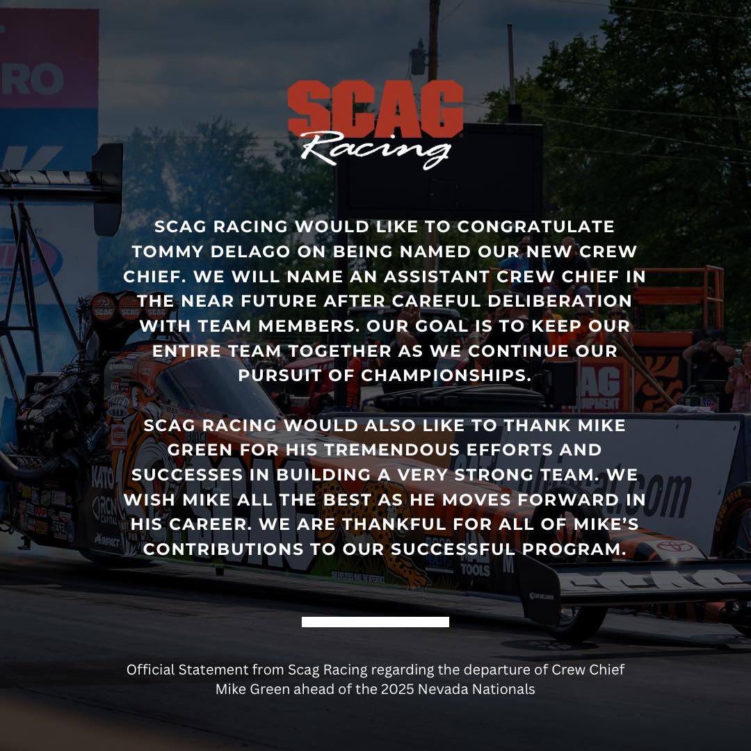 SCAG - Official Statement from Scag Racing regarding the departure of ...