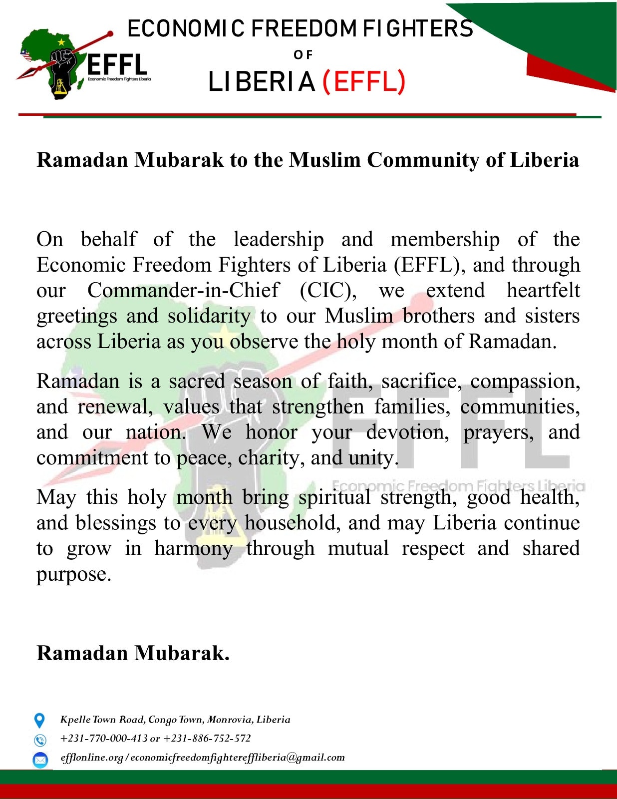 We are in Solidarity with... - EFFL- National Youth Command | Facebook