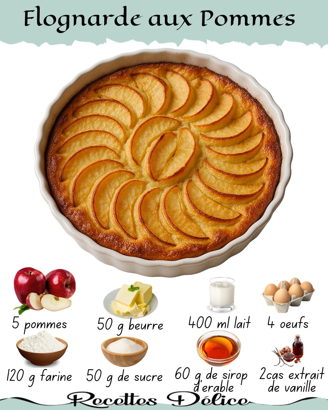 Recettes - Flognarde aux pommes Préparation : Pour 6 personnes : 1 ...