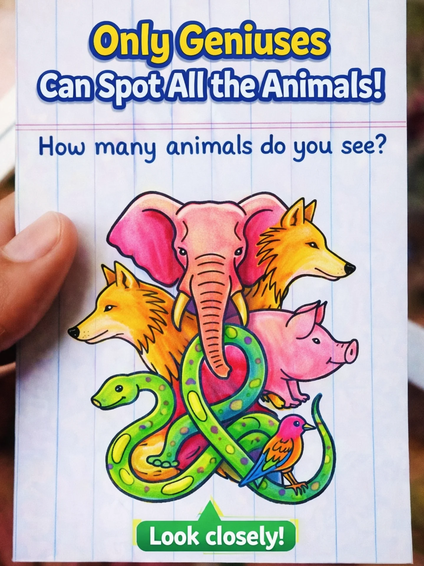 Only Geniuses Can Spot All the Animals!” Image Question How many