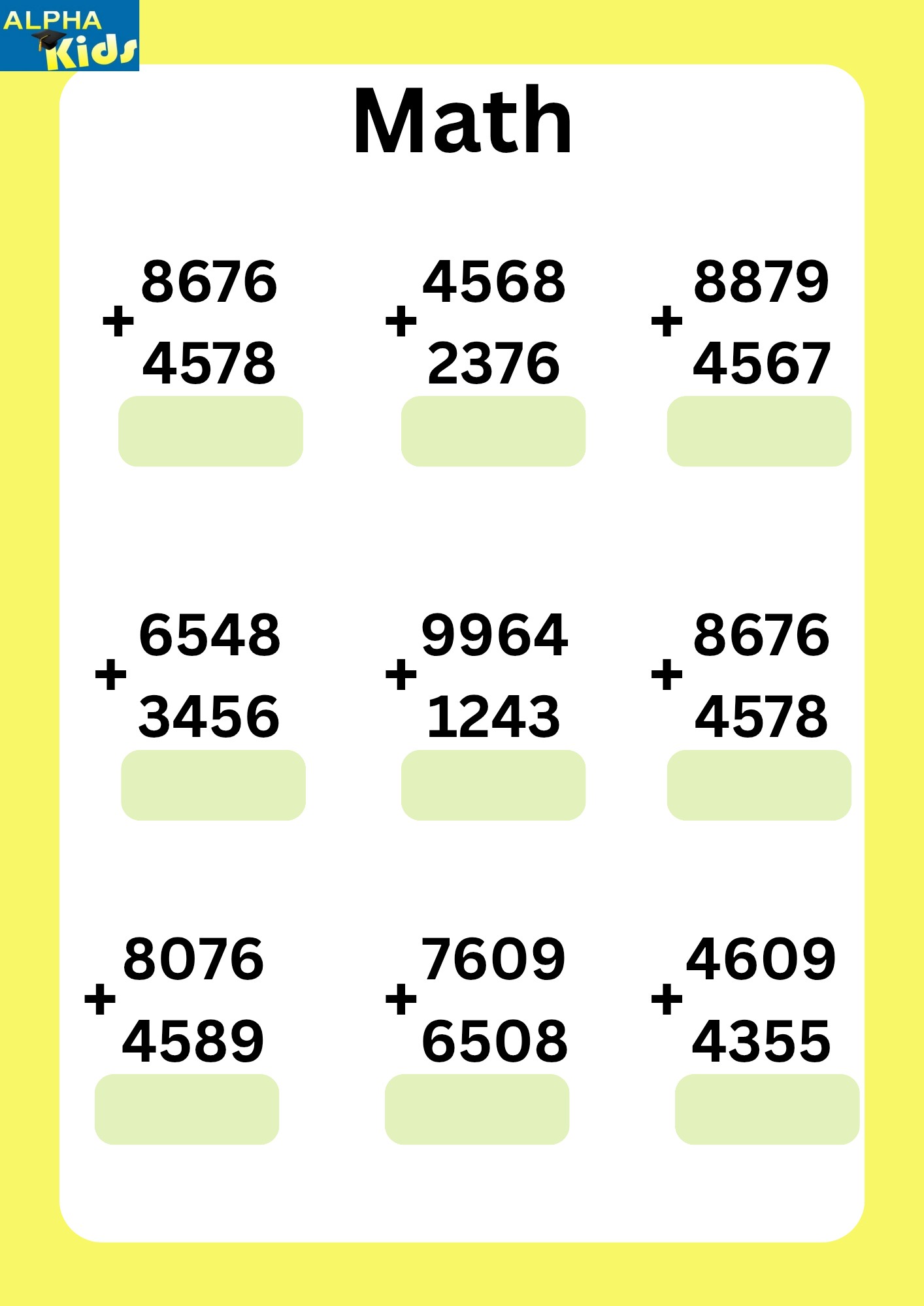 Math worksheet... - Alpha kids :worksheets and activities | Facebook