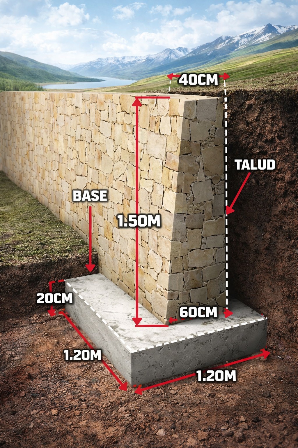 Best - Overview of the Gravity Retaining Wall Design The diagram ...