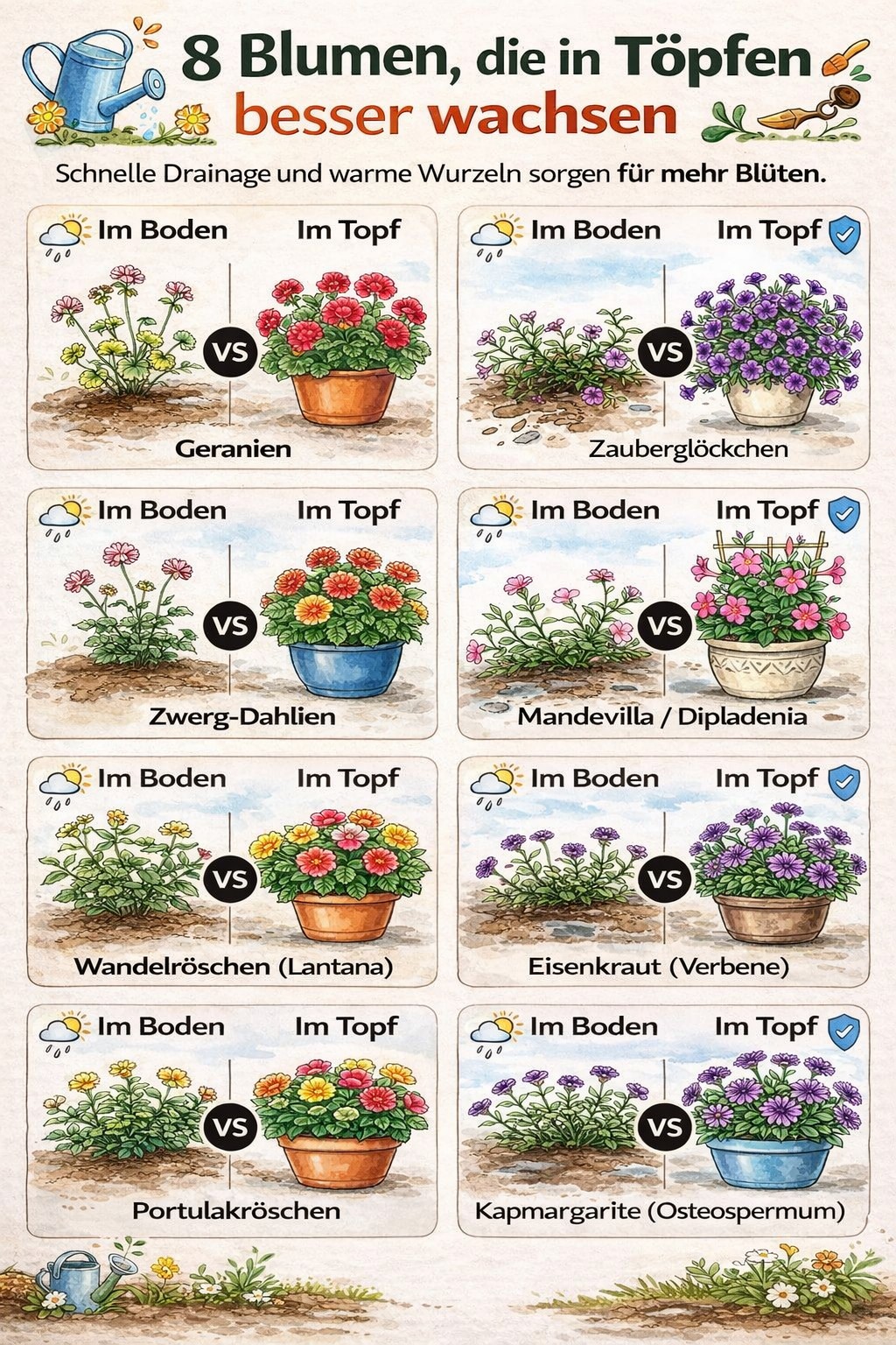 🌸🪴 8 Blumen, die im Topf besser wachsen 🪴🌸 Nicht jede Pflanze fühlt sich direkt im Gartenboden wohl. Einige Blumen entwickeln sich in Töpfen deutlich besser, weil dort die Bedingungen besser kontroll