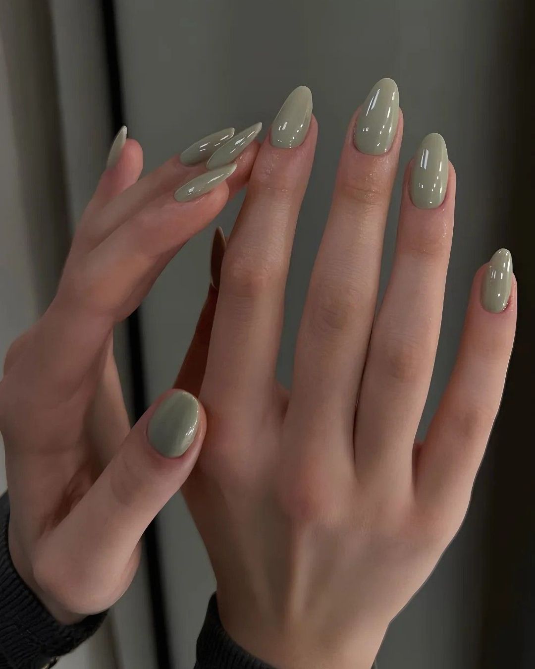 What nail inspiration matches an olive green dress?