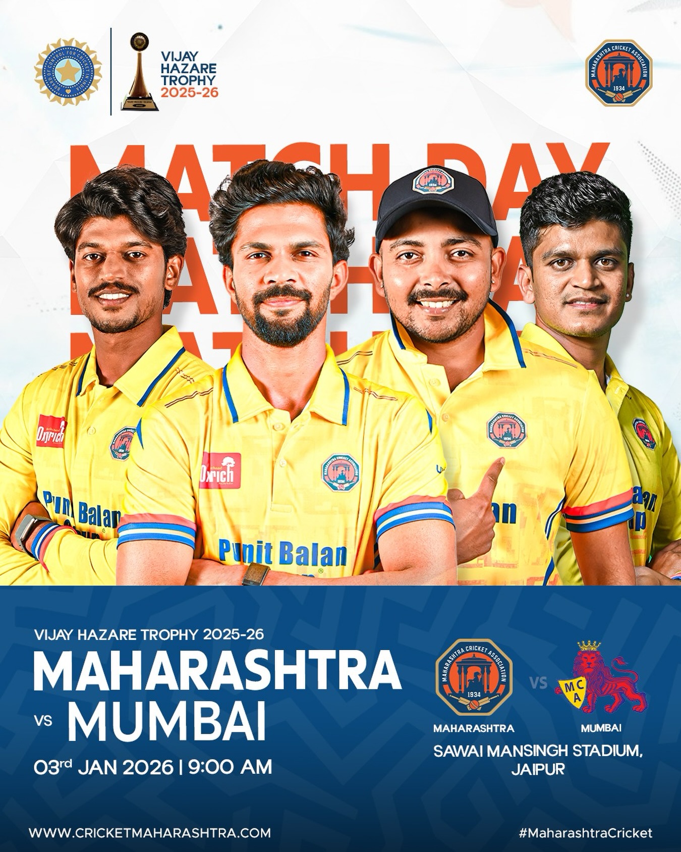 Maharashtra - It’s Maharashtra vs Mumbai in the Vijay Hazare Trophy ...