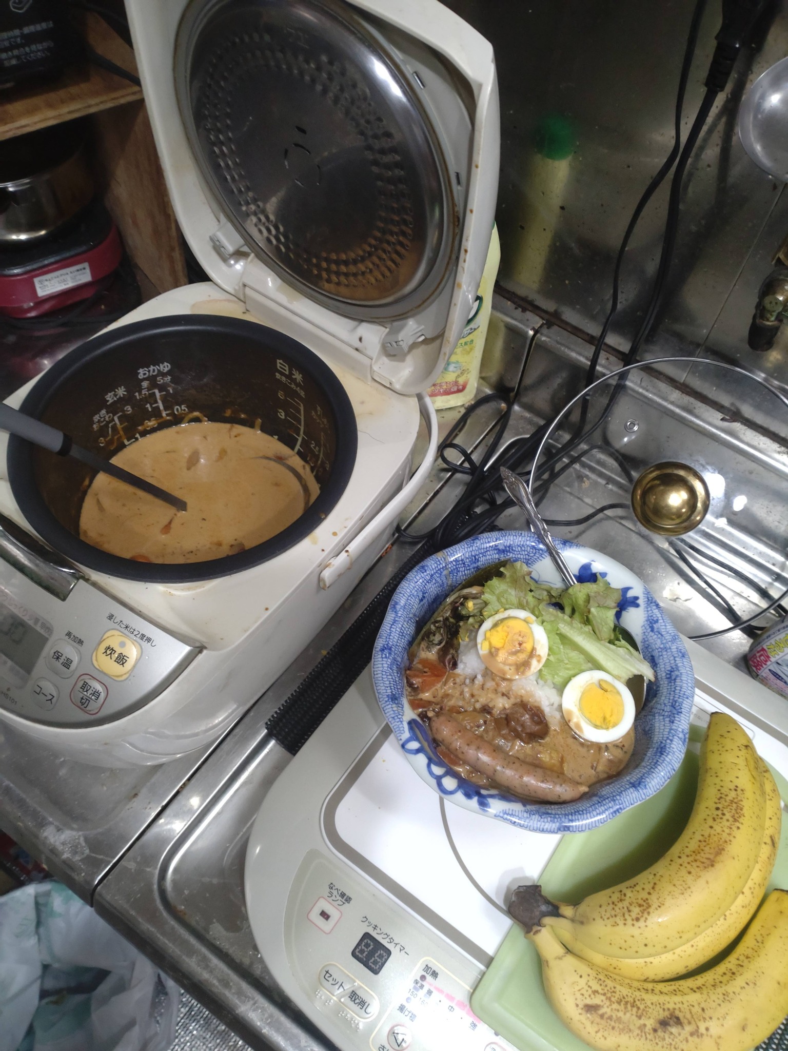 水無月23火曜男の料理…朝昼晩と顔がある…アンティークな器に…ご飯は 