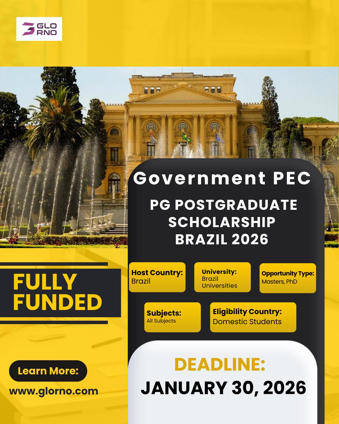 Glorno Global - 🇧🇷 Brazil Government PEC-PG Scholarship... | Facebook