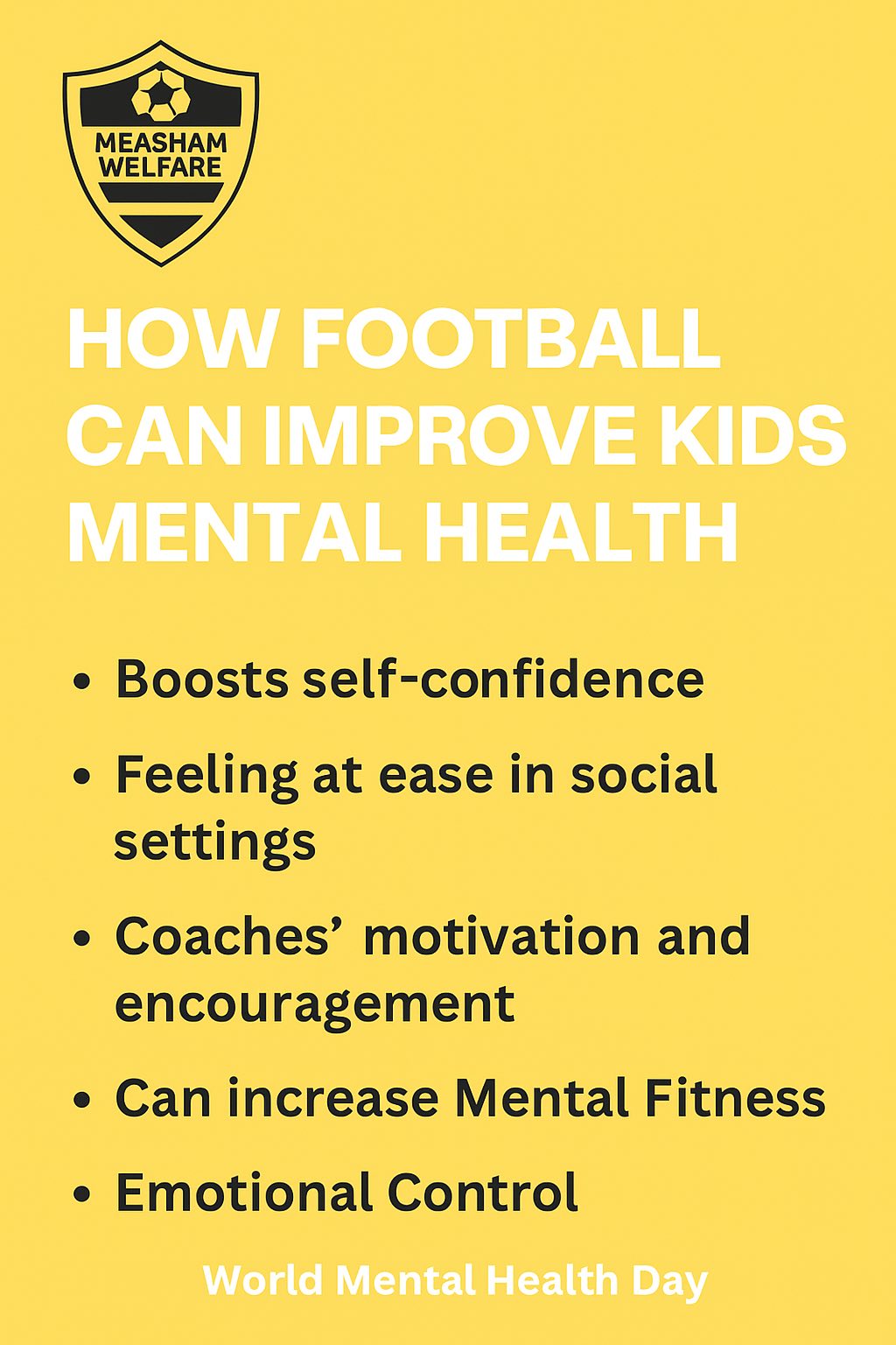 🧠 World Mental Health Day... - Measham Welfare Football Club | Facebook