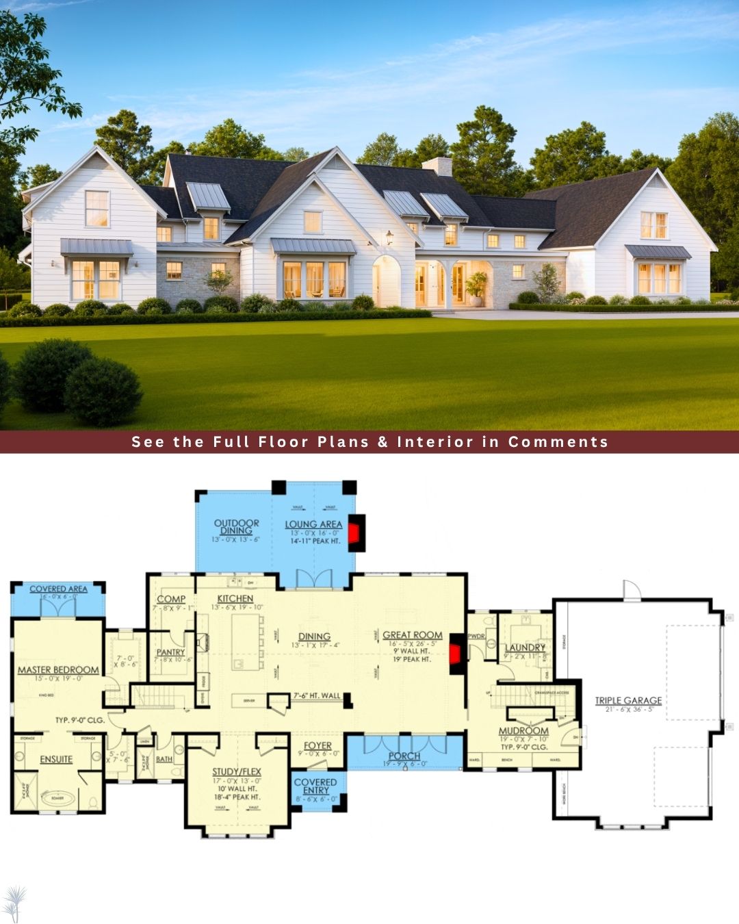 Dream - Here's a Captivating 6-Bed New American House Plan with 2-Story ...