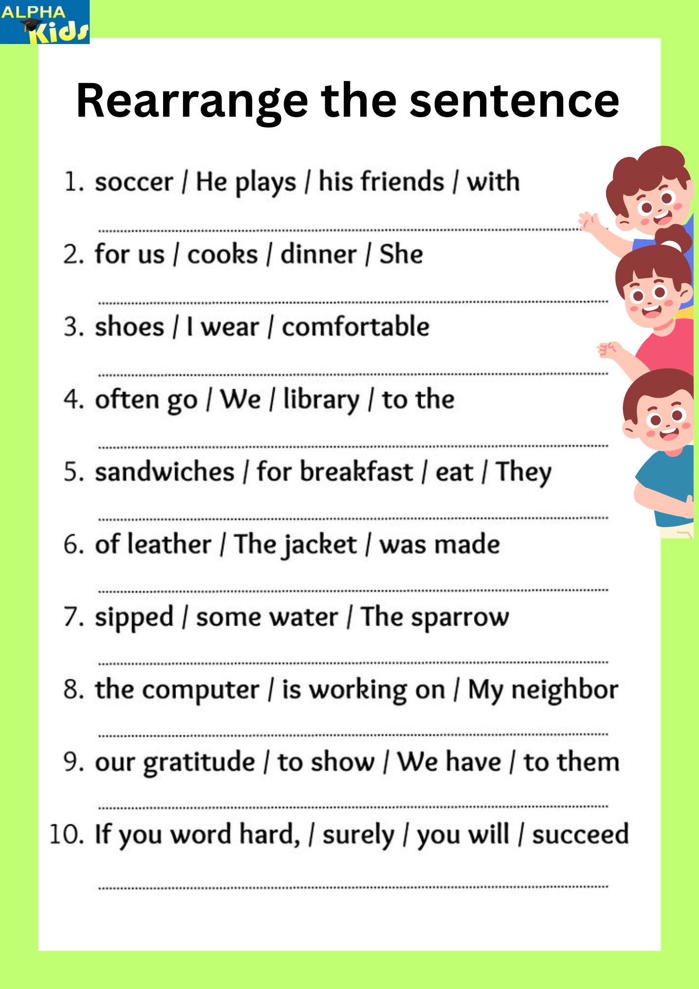 Rearrange the... - Alpha kids :worksheets and activities | Facebook