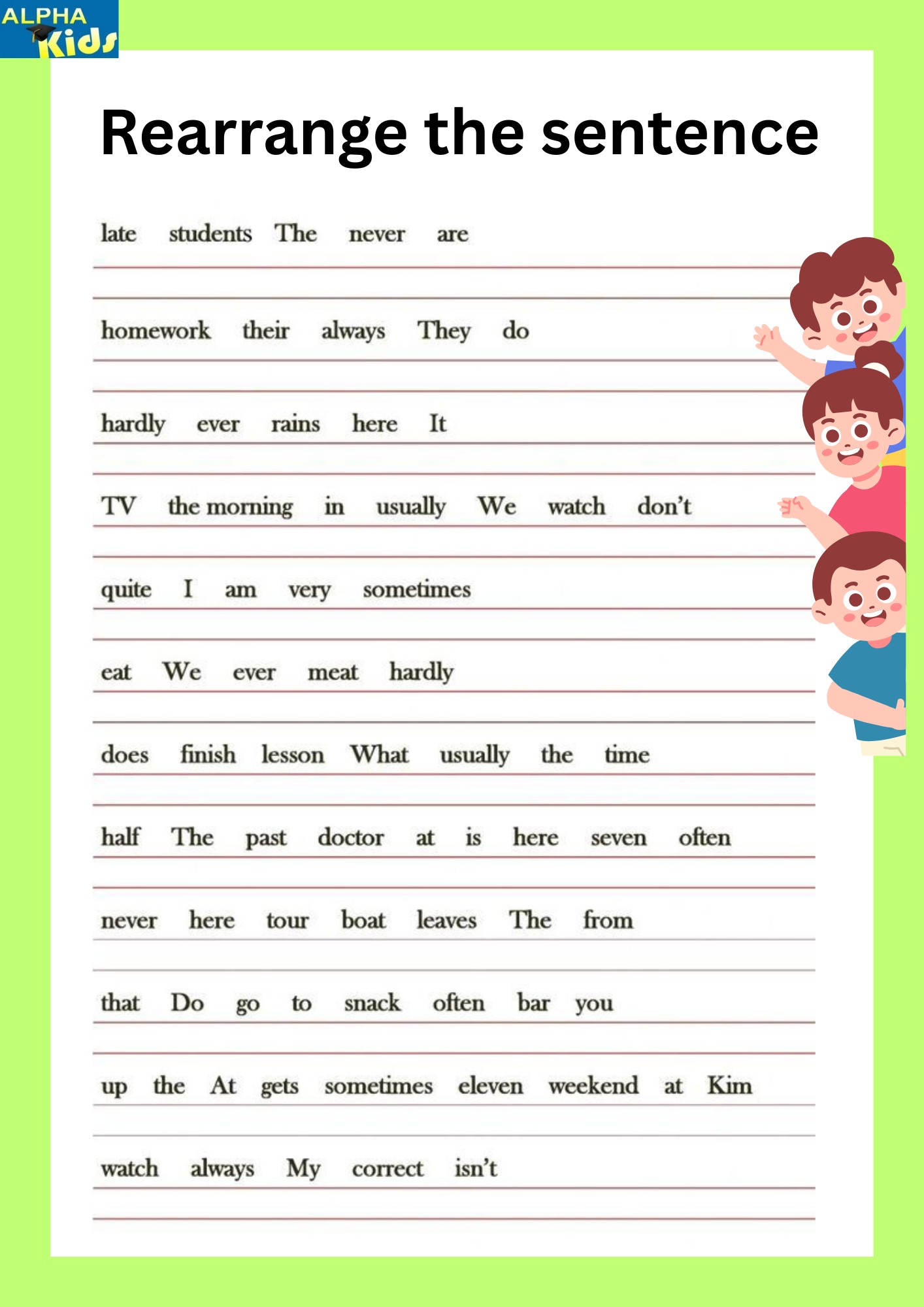 Rearrange the... - Alpha kids :worksheets and activities | Facebook