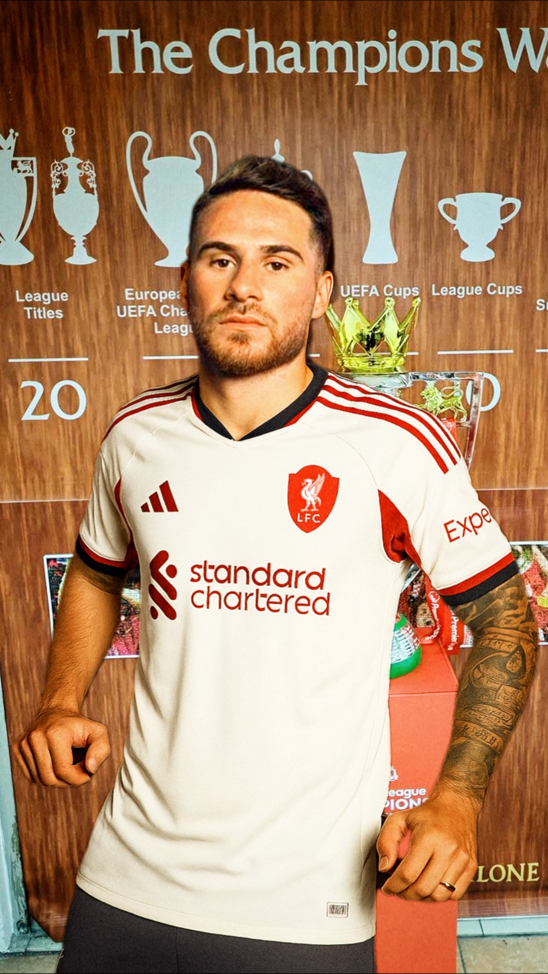 Number 10 Alexis Mac Allister rocking the new Liverpool home kit