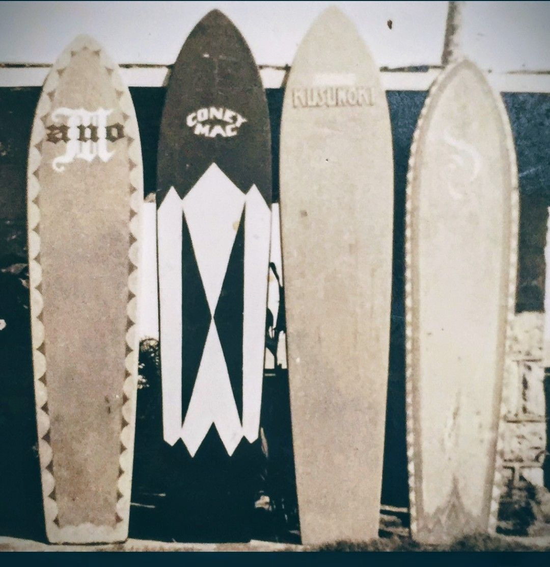 Vintage redwood surfboards from Maui Hawaii