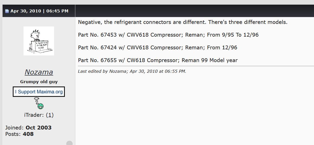 What A/C compressor part numbers are compatible with my 1997