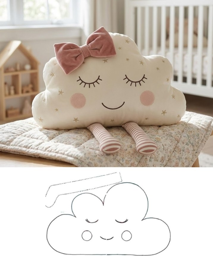Coussin Nuage Mousseline 100% Coton Fait Main - Décoration Chambre Enfant Menthe