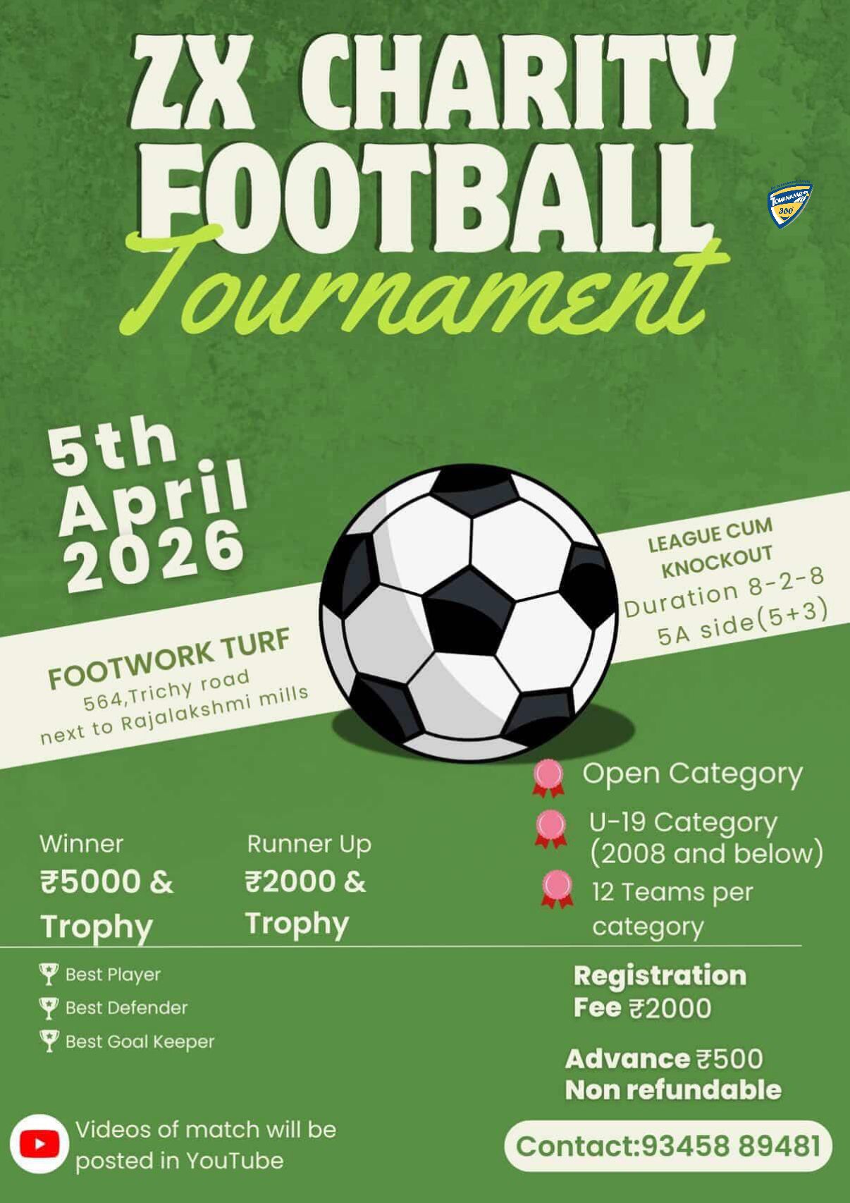 ZX charity football tournament in Coimbatore
