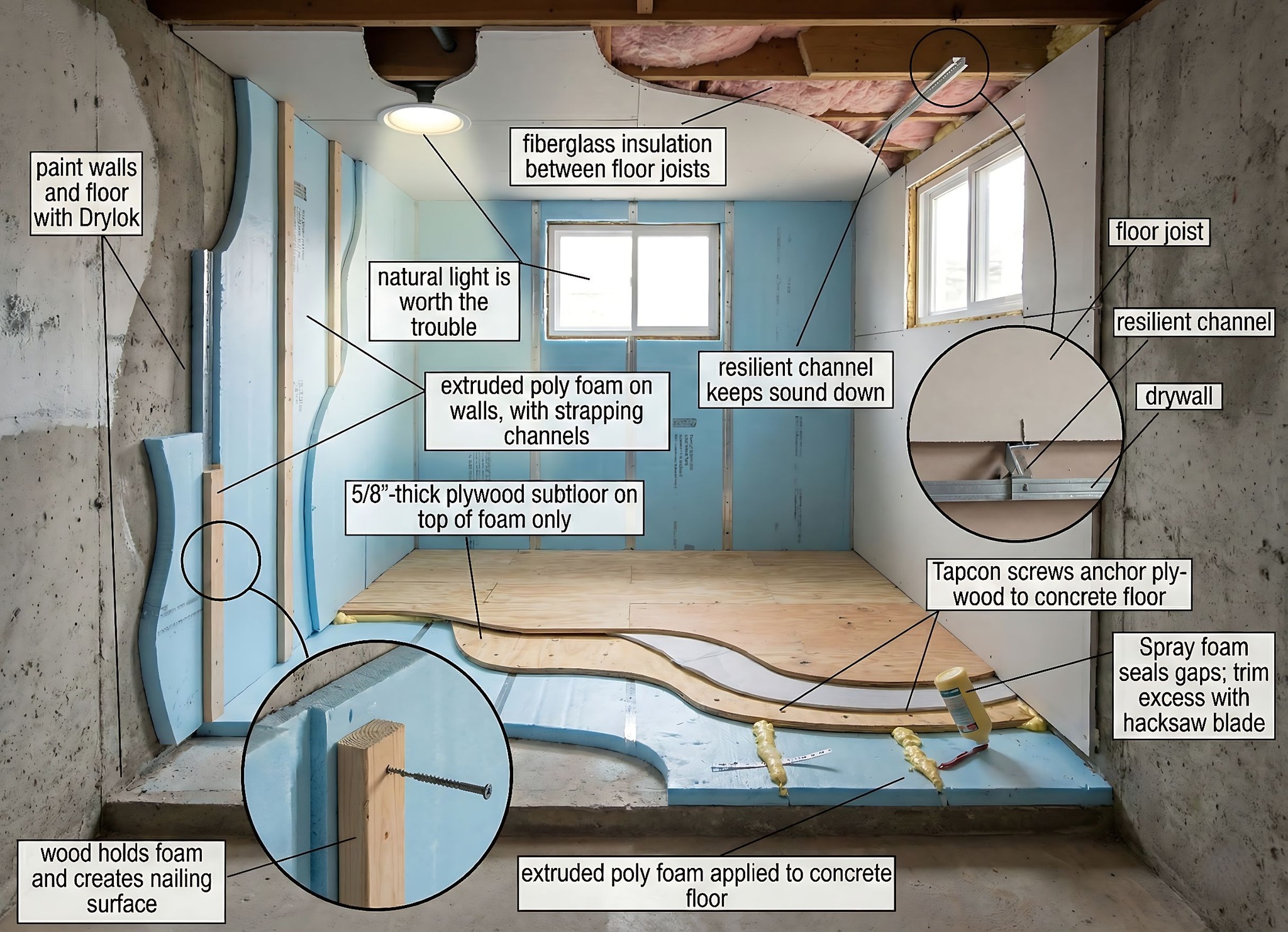 Dfaguimba - a detailed, annotated diagram showing a basement finishing ...
