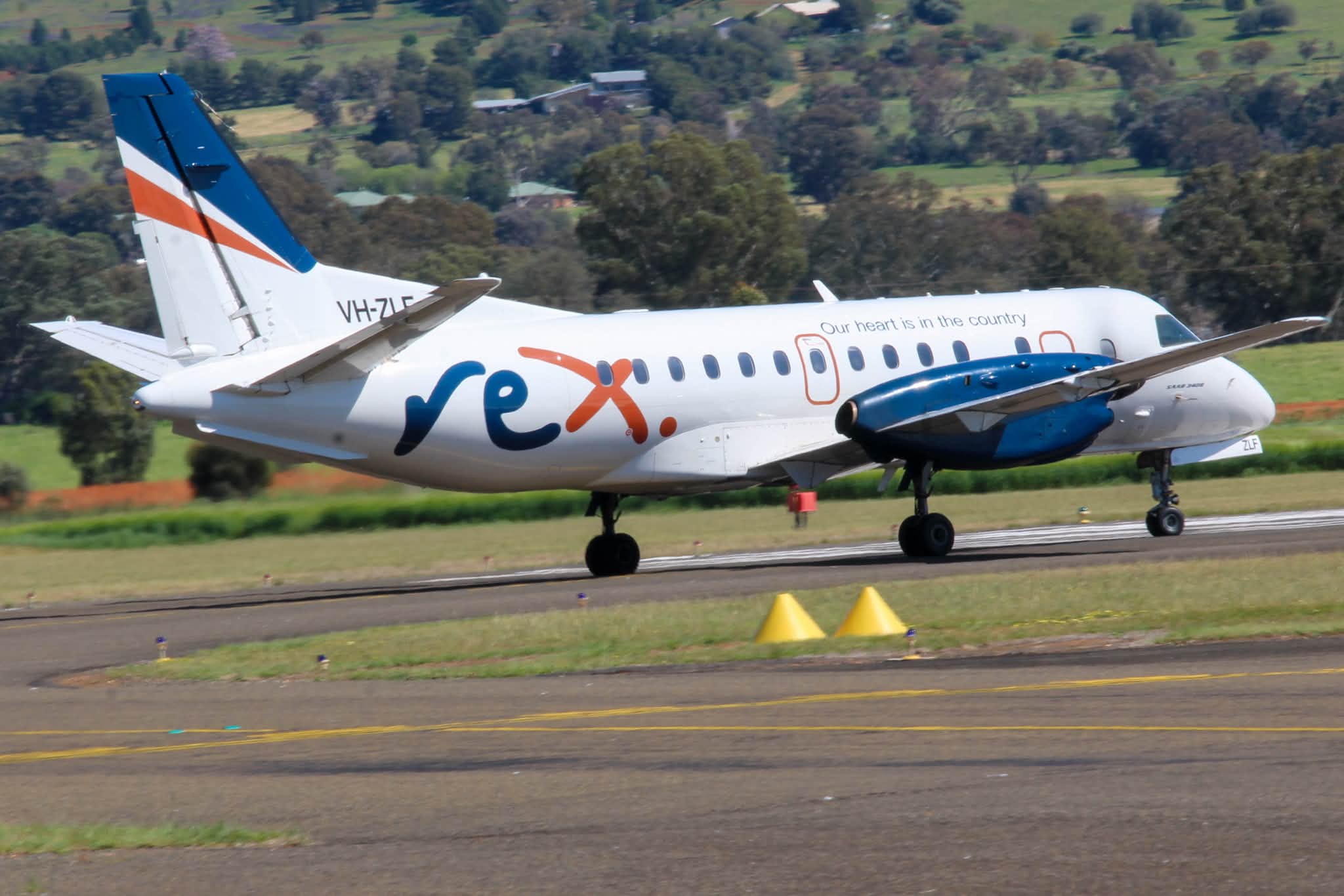 Rex Airlines Saab 340B ( VH-ZLF ) departing to Sydney as ZL6519