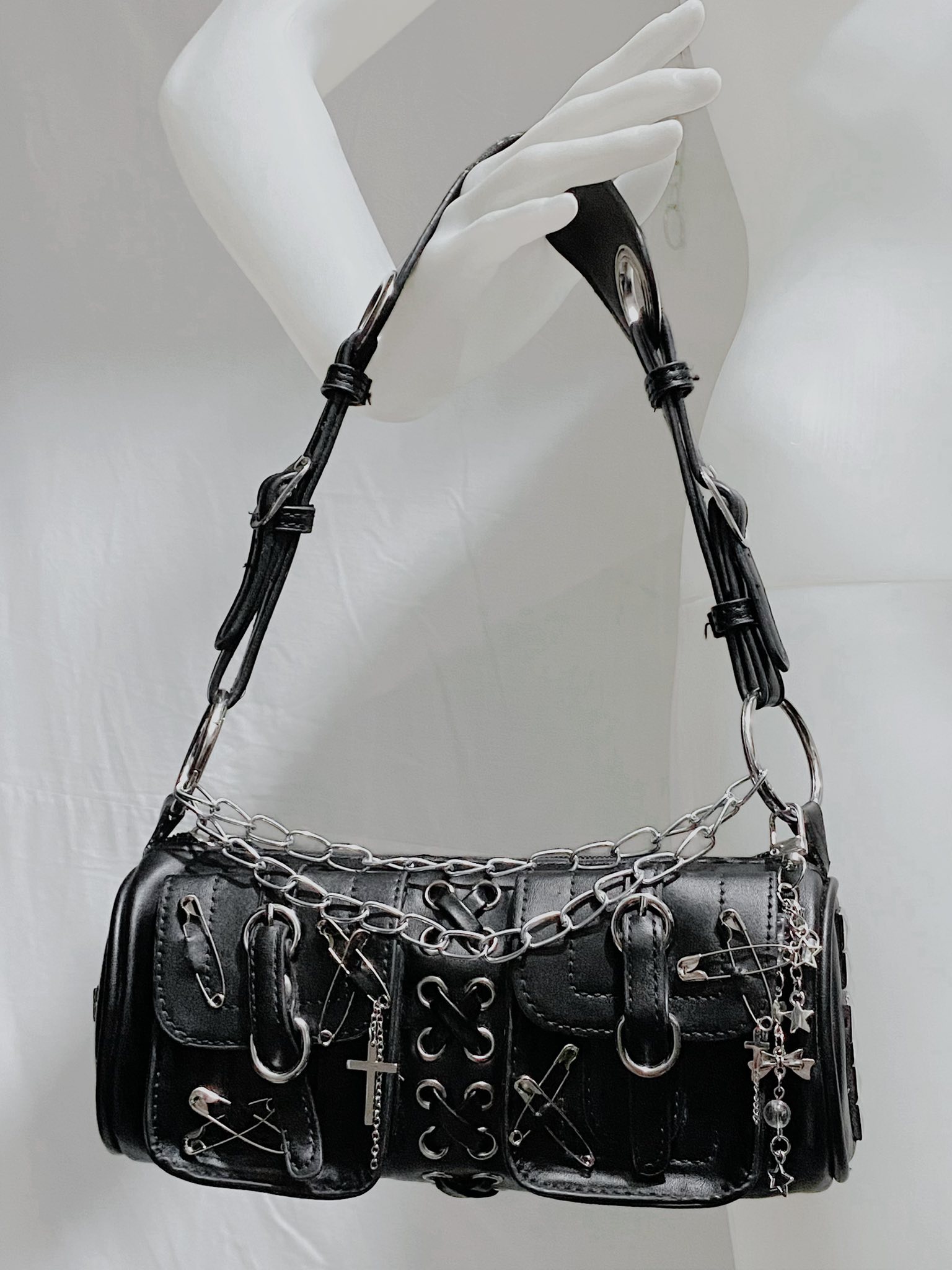 バッグ 00s archive gimmick leather grunge bag 00s archive gimmick y2k grunge shoulder bag