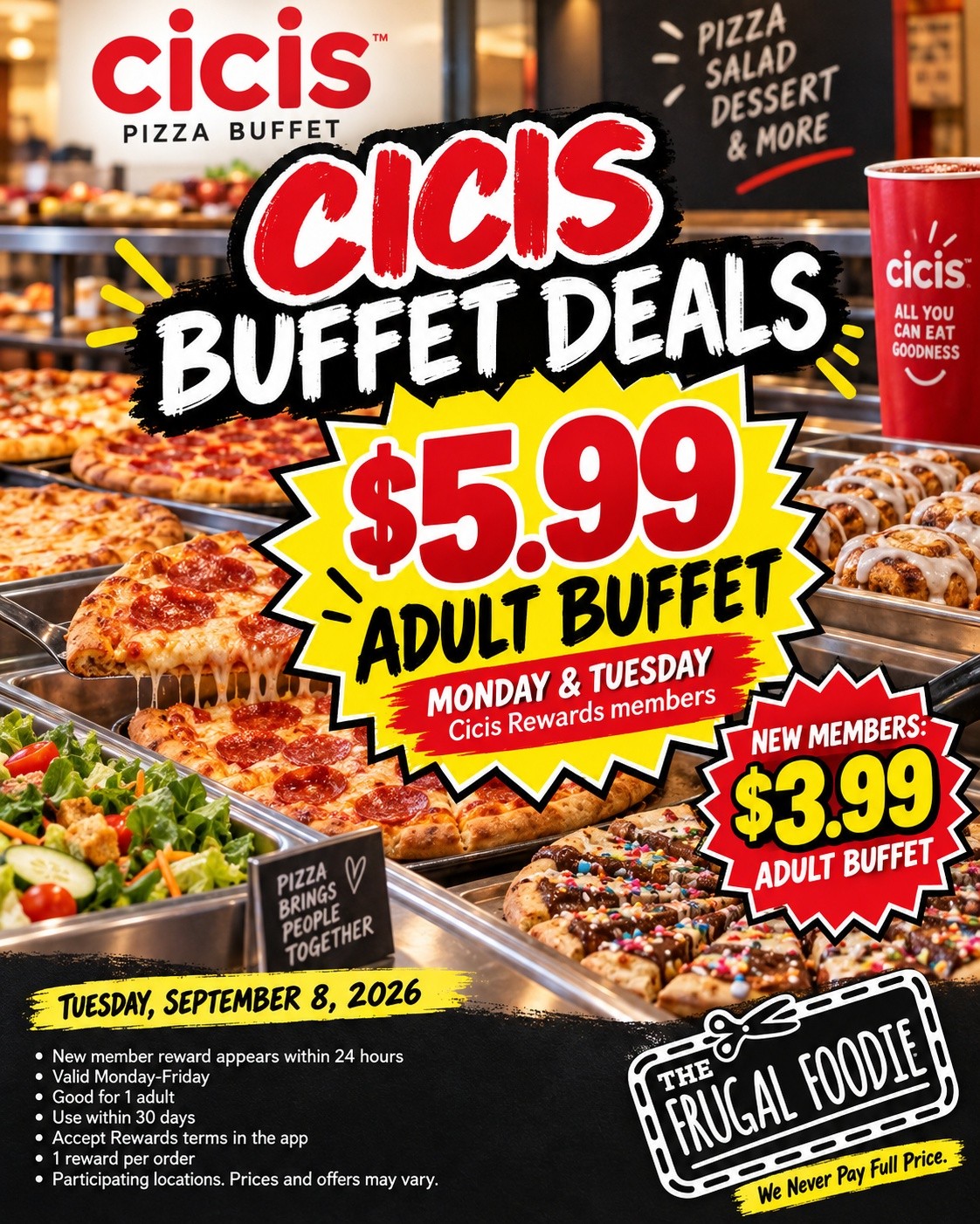 Cicis $2.99 buffet deal for November