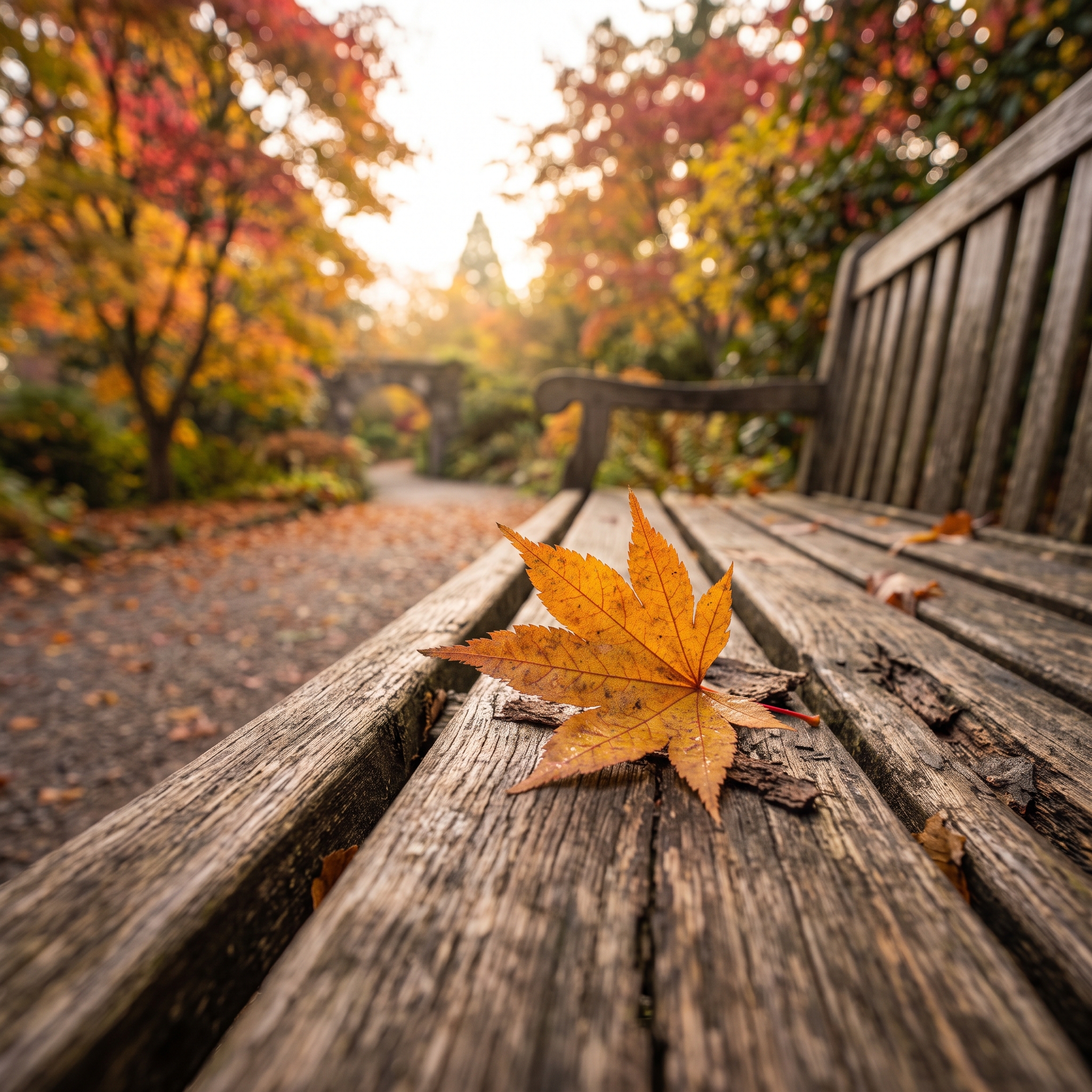 Golden leaves, a glowing bridge, and autumn after the rain. 🍂 # ...