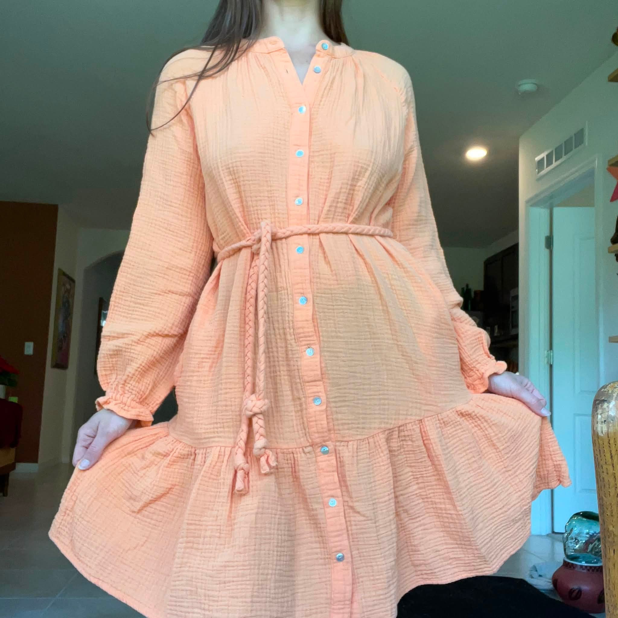 magaschoni organic cotton dress Item:🌿 100% Gauze - Size S/P Womens dress Size:4X/22-24 pre-spring-2025 Women Summer Celebrity Sexy Peach / Apricot /