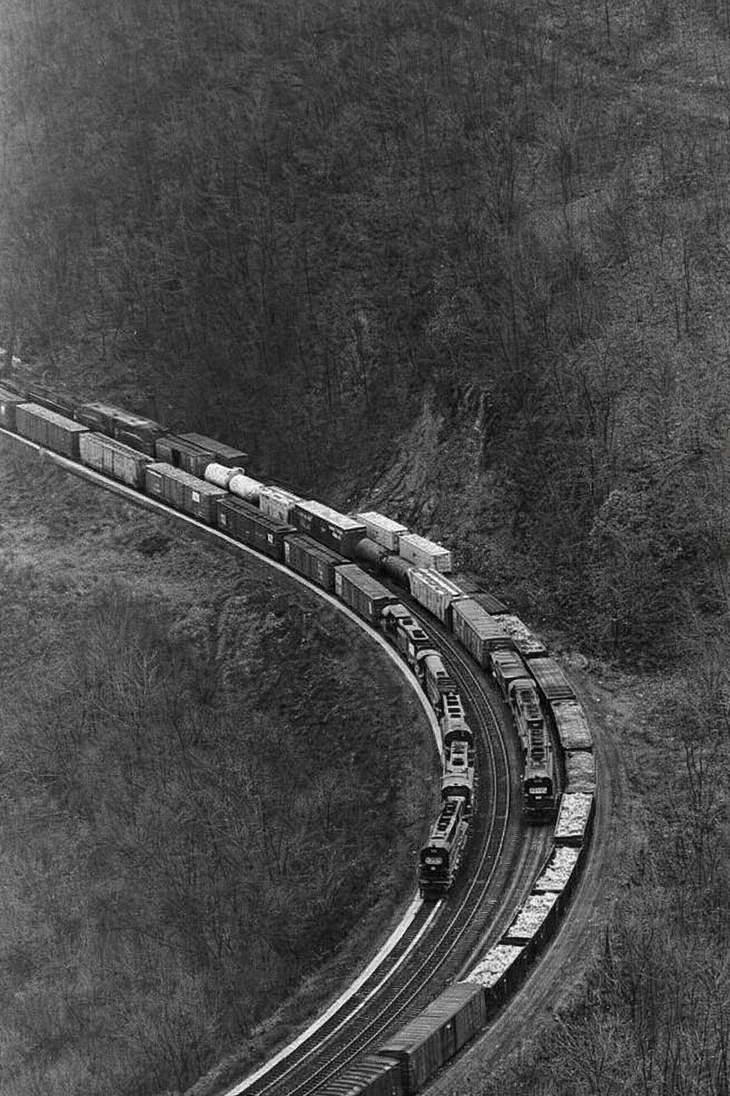 In 1974, the legendary Horseshoe Curve in the Allegheny Mountains