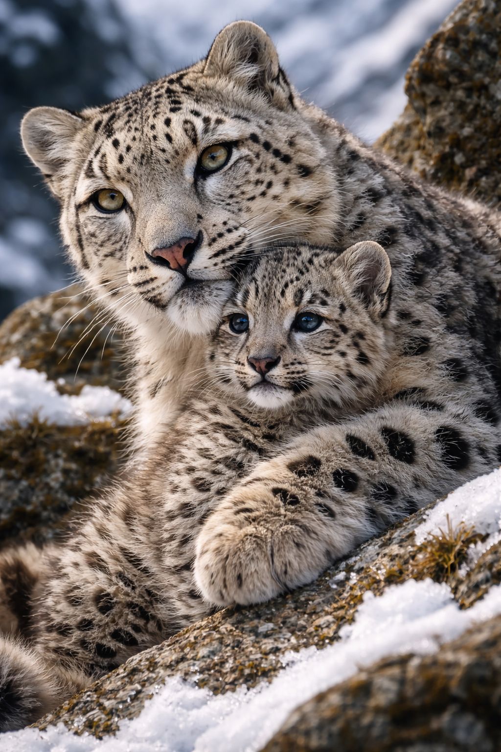 Planet - Born where mistakes freeze This is a snow leopard mother with ...