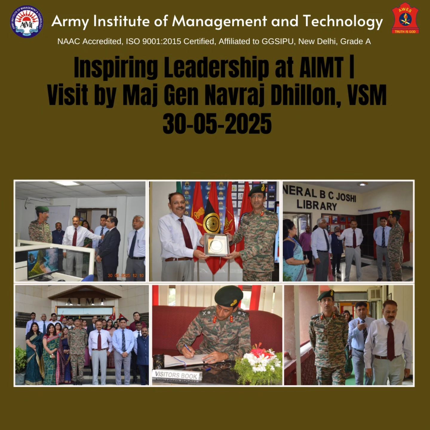 We were honored to host Maj Gen Navraj Dhillon, VSM, COS HQ Delhi Area ...