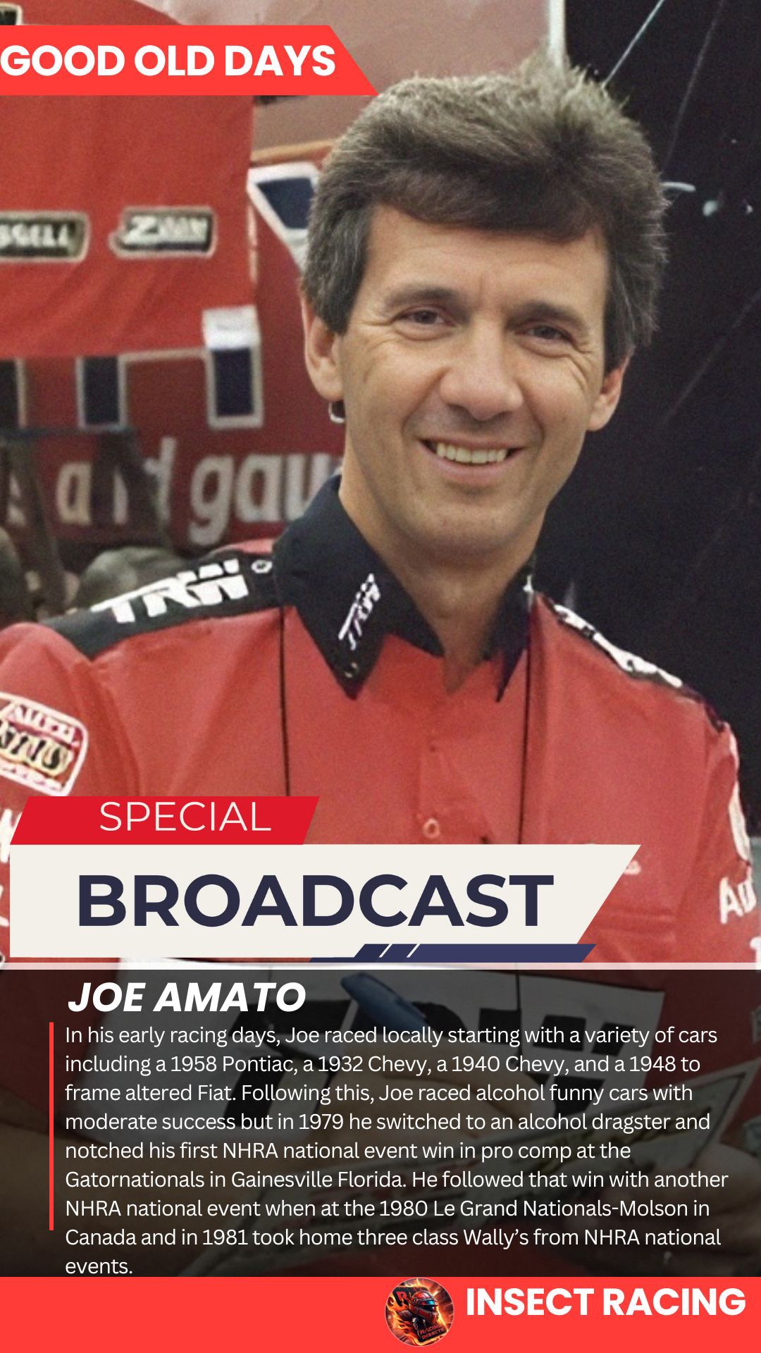 Insect - Joe Amato 🏁🏆🇺🇸 In his early racing days, Joe raced locally ...