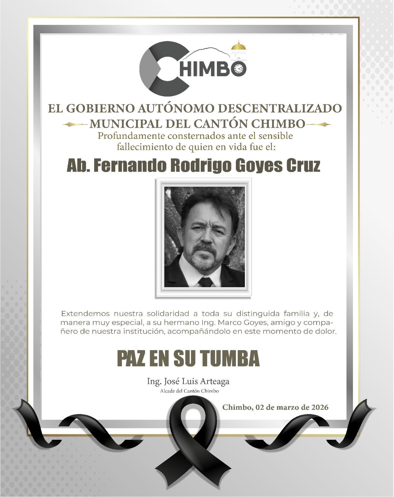 GAD - 🕊️ El GAD Municipal del Cantón Chimbo expresa su más sentida nota ...