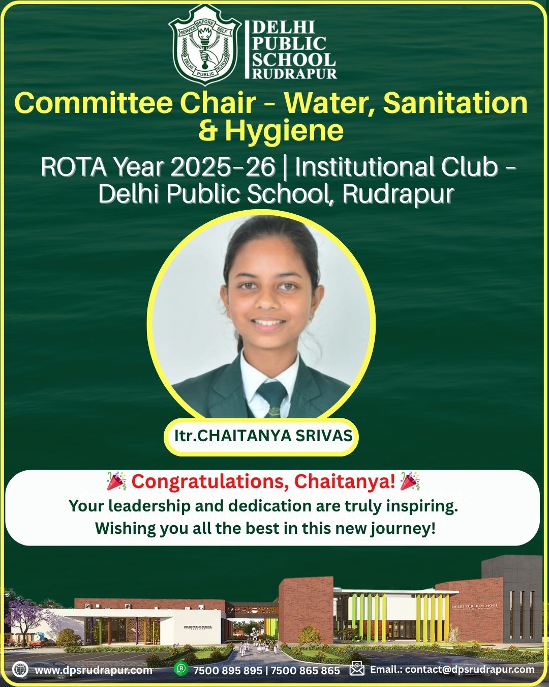 𝐂𝐡𝐚𝐢𝐭𝐚𝐧𝐲𝐚 𝐀𝐩𝐩𝐨𝐢𝐧𝐭𝐞𝐝... - Delhi Public School Rudrapur | Facebook