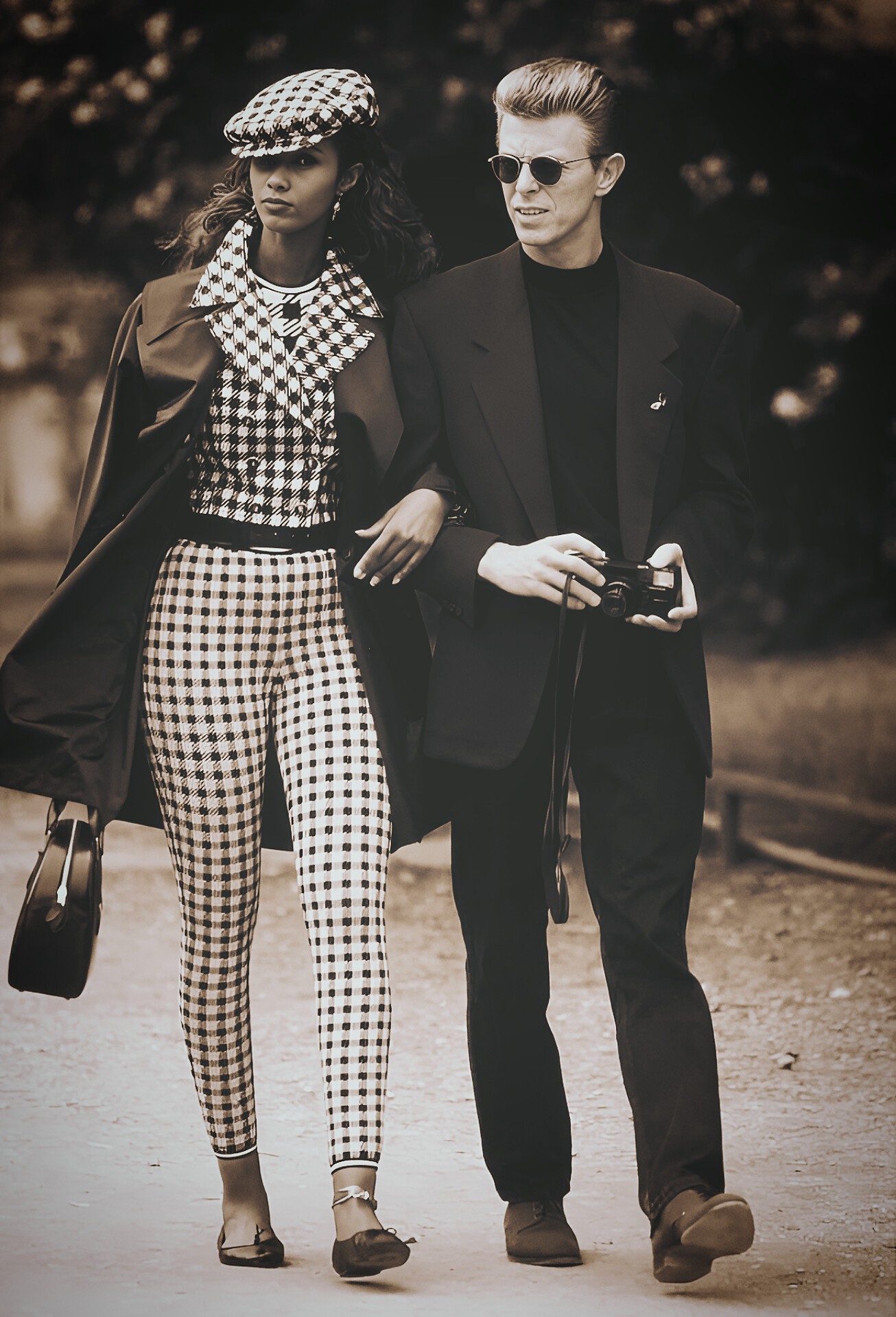 Iman and David Bowie in London in 1993