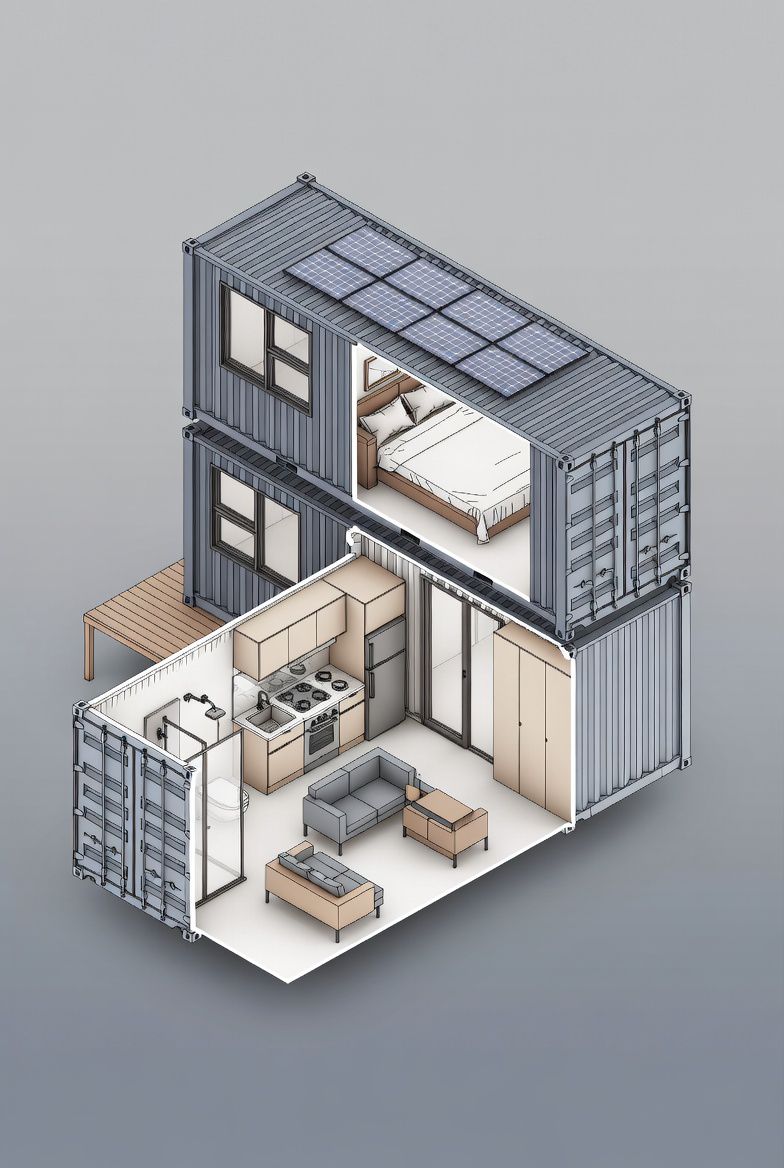 Luxury - This image illustrates a modern, multi-story container home ...