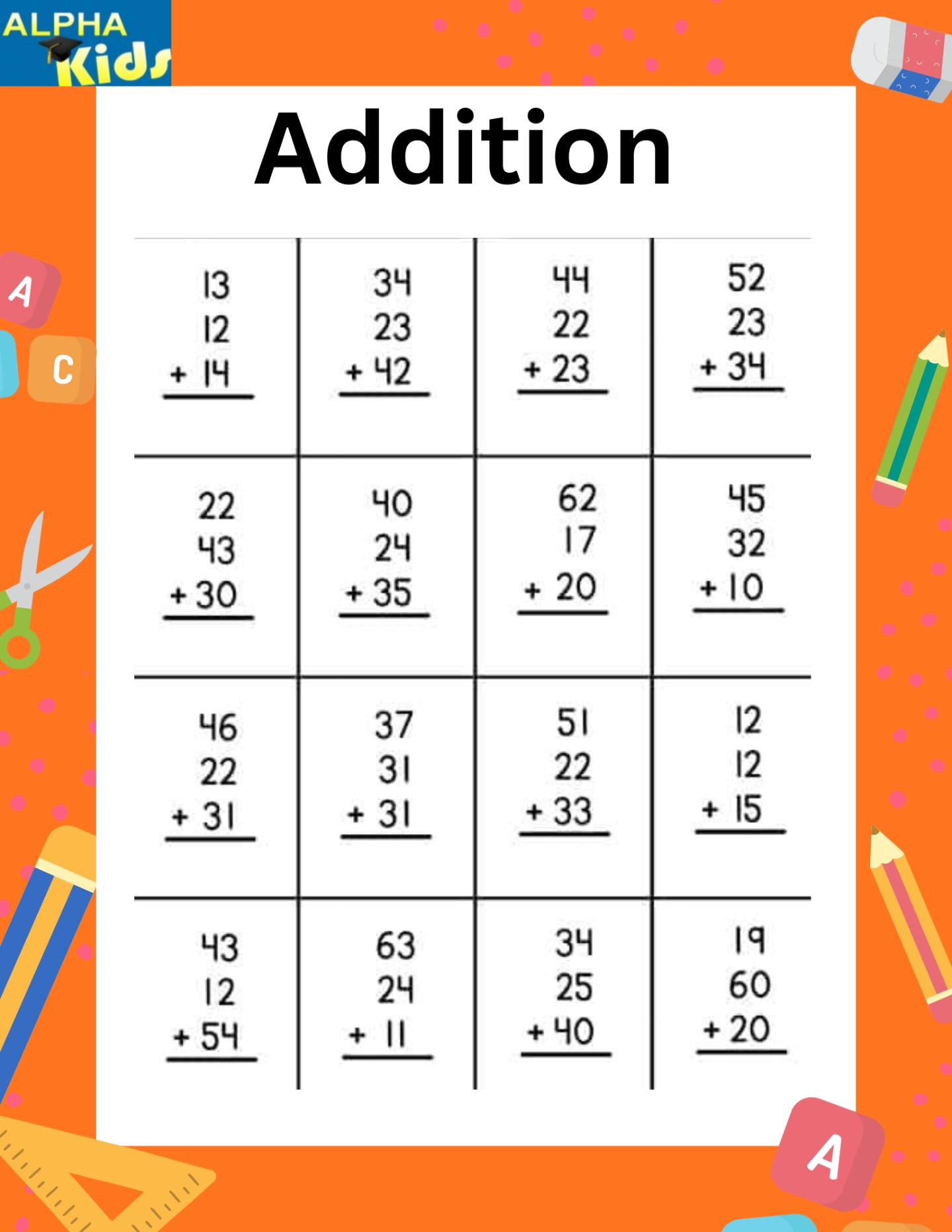 Math worksheet... - Alpha kids :worksheets and activities | Facebook