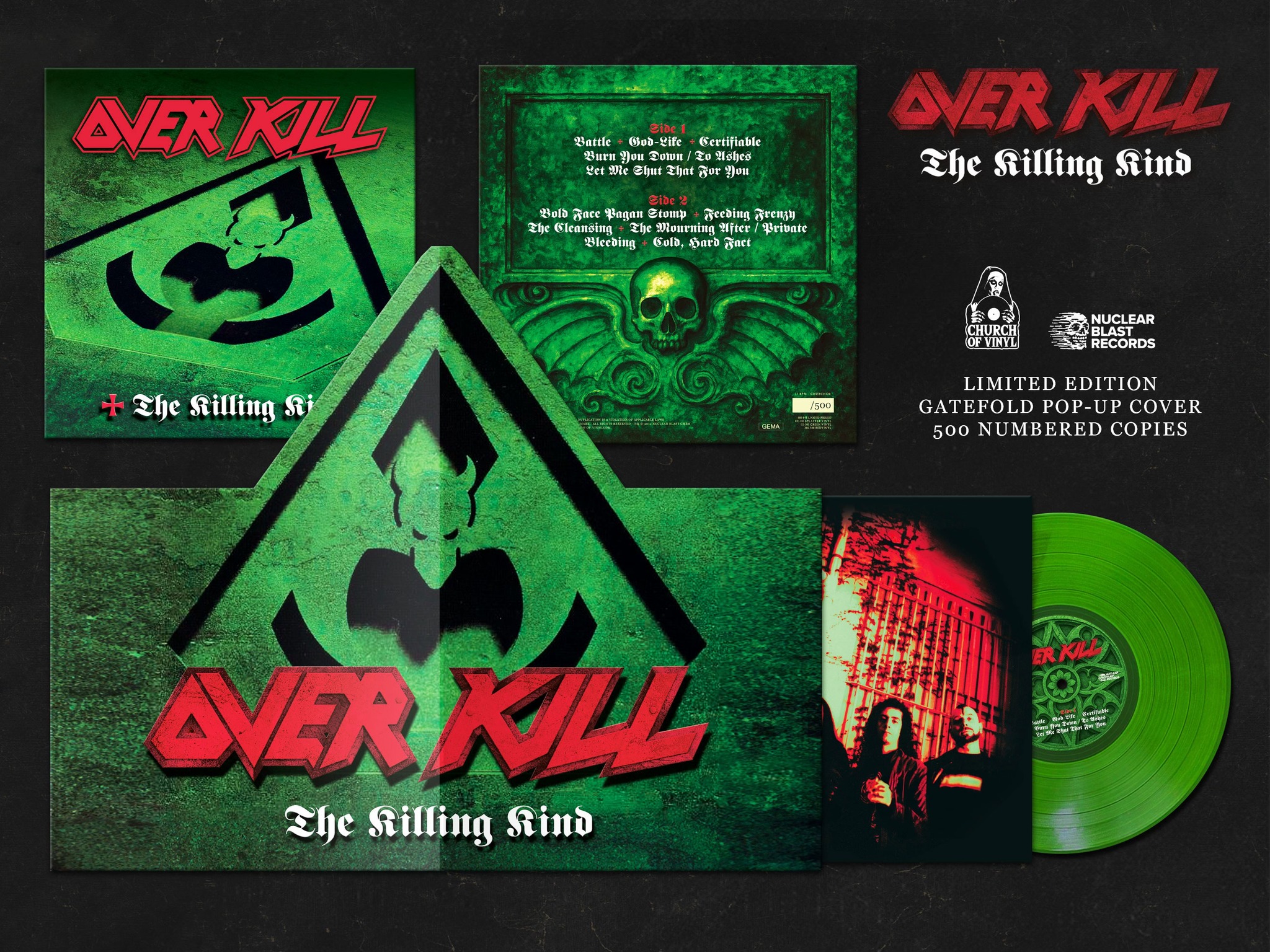 OVERKILL THE KILLING KIND red and green vinyl versions are ready