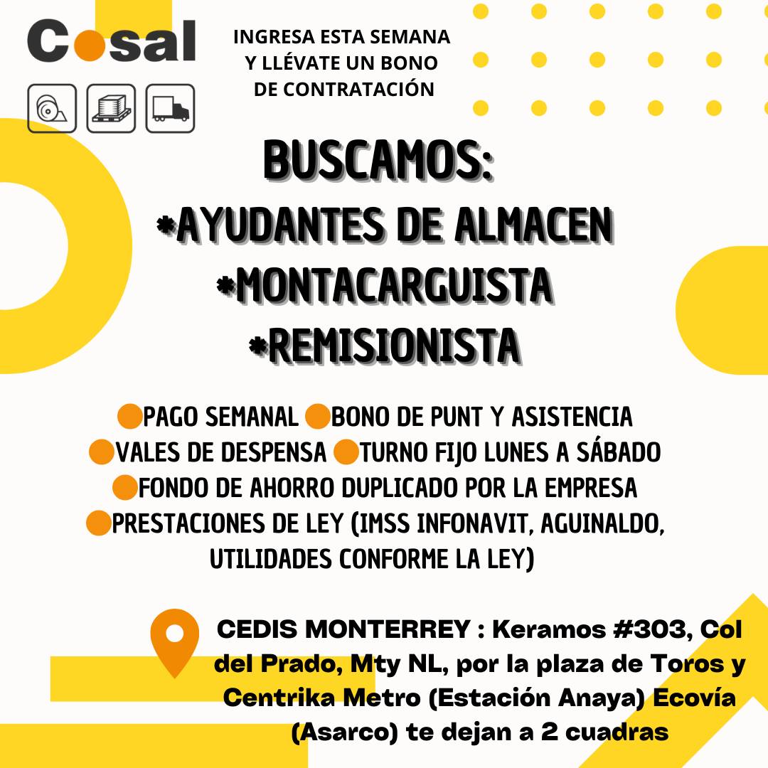 Reclutamiento Industrias Cosal | Monterrey
