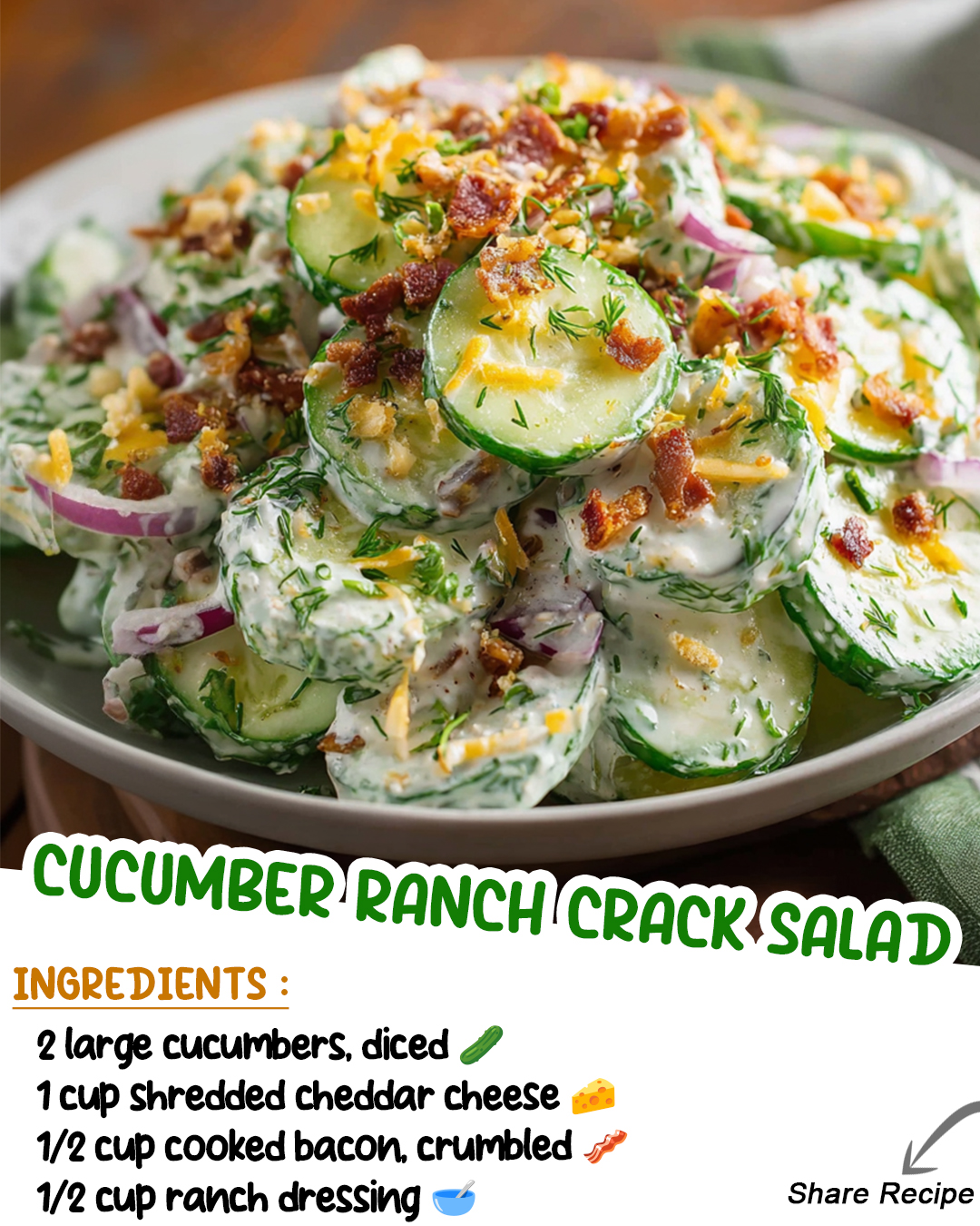 cucumber salad with ranch dressing | Salads, Dips & Wraps | 12 fl oz  Crunchy Cucumber Ranch Salad!
