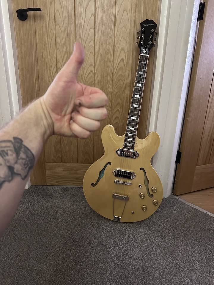 I have this 1983 Epiphone Casino on loan at the moment. Nice thing!