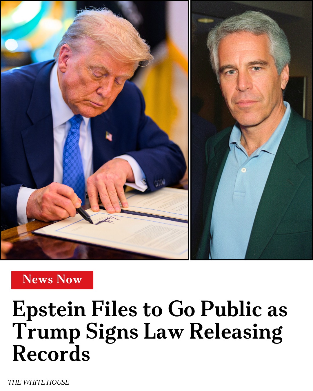 News - Trump signs law to release Epstein files; records due in 30 days ...