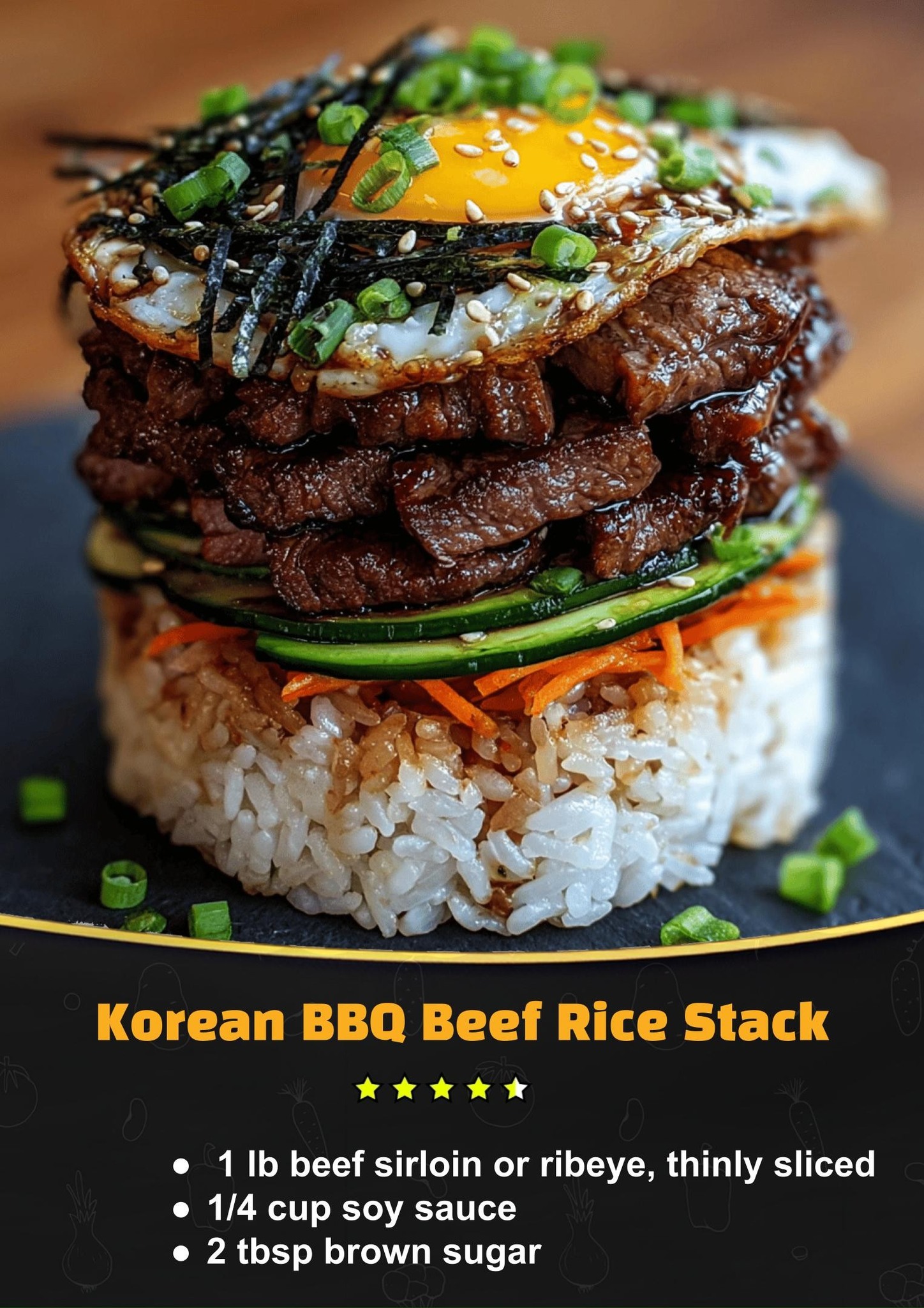 Homemade - Korean BBQ Beef Rice Stack 😋 Ingredients: For the Korean BBQ ...