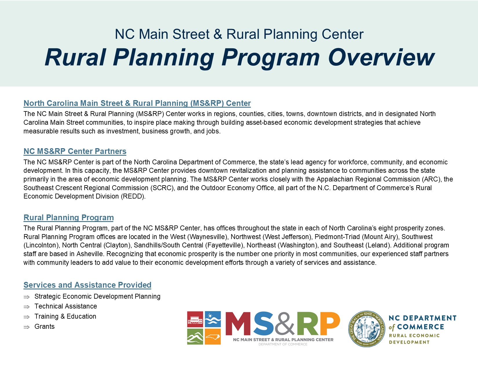 NC Commerce Rural Planning Program | Raleigh NC
