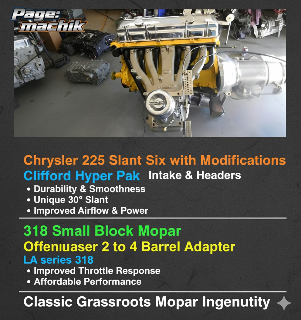 Machik - Chrysler 225 Slant Six with a Clifford Hyper Pak intake and ...