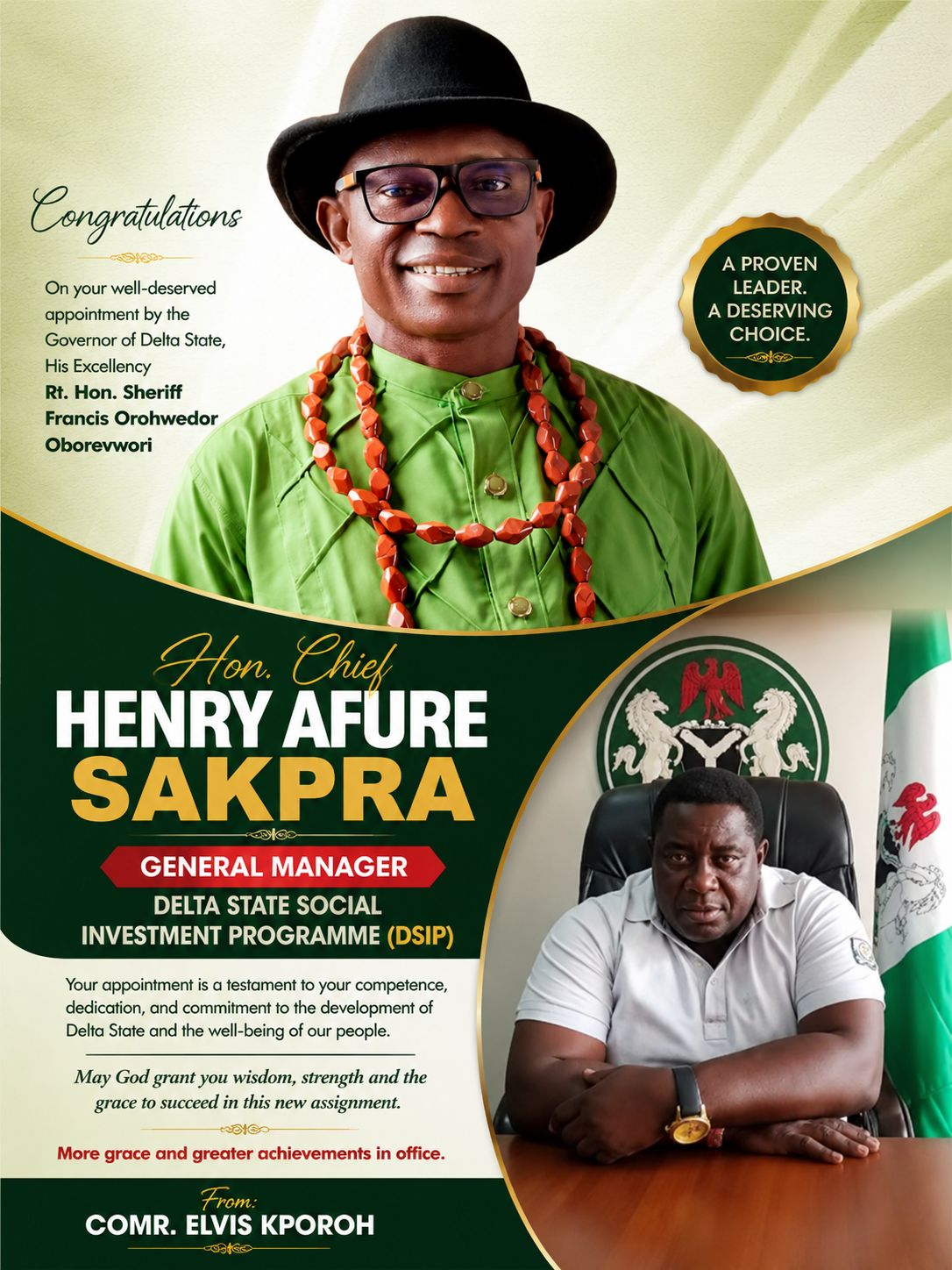 dsip investment Comr. Elvis Kporoh Congratulates Hon. Chief Henry Afure Sakpra on Appointment as General Manager BENIN CITY — Comrade Elvis Kporoh has congratulated Hon. Chief Henry Afure Sakpra on his well-deserved appointment cholesterol ✨ Wellbeing B12 Injections Flavor:Strawberry Lemonade