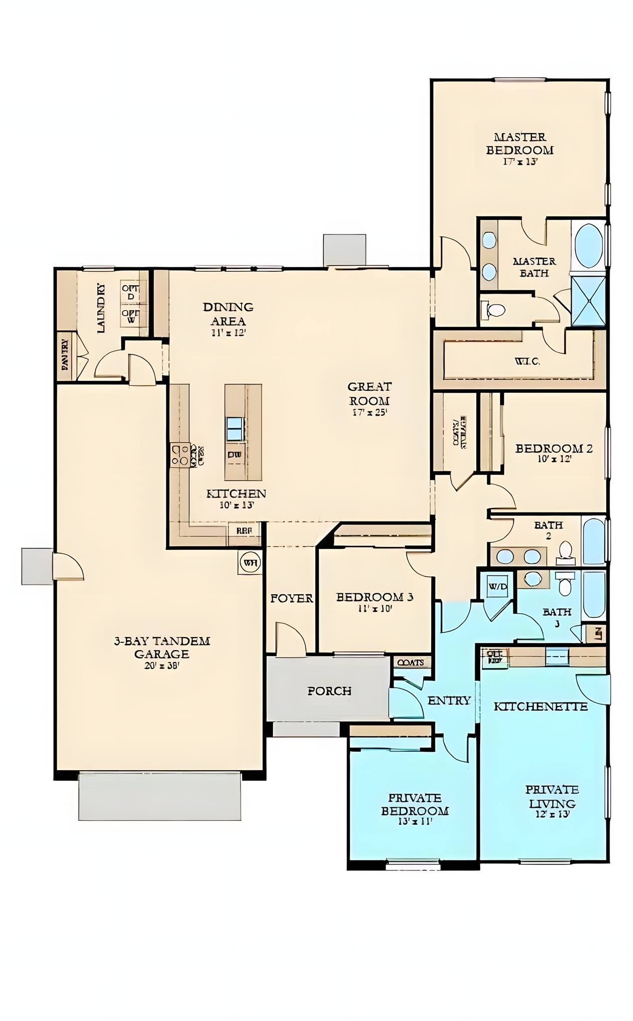 DreamFlow - The plan depicts a single-story residence. * Split Bedroom ...