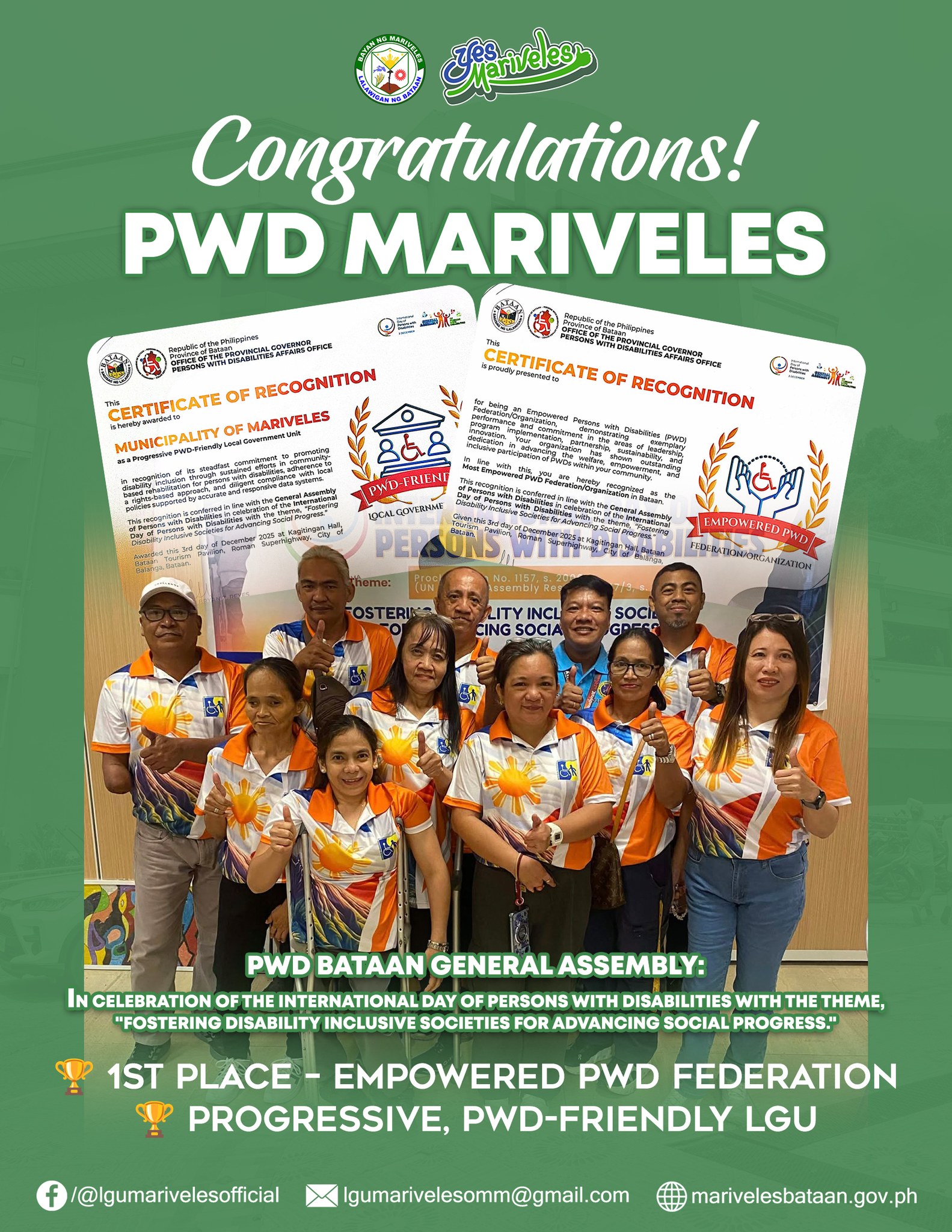Municipal - 𝗖𝗼𝗻𝗴𝗿𝗮𝘁𝘂𝗹𝗮𝘁𝗶𝗼𝗻𝘀, 𝗣𝗪𝗗 𝗠𝗮𝗿𝗶𝘃𝗲𝗹𝗲𝘀! Sa pagdiriwang ng ...