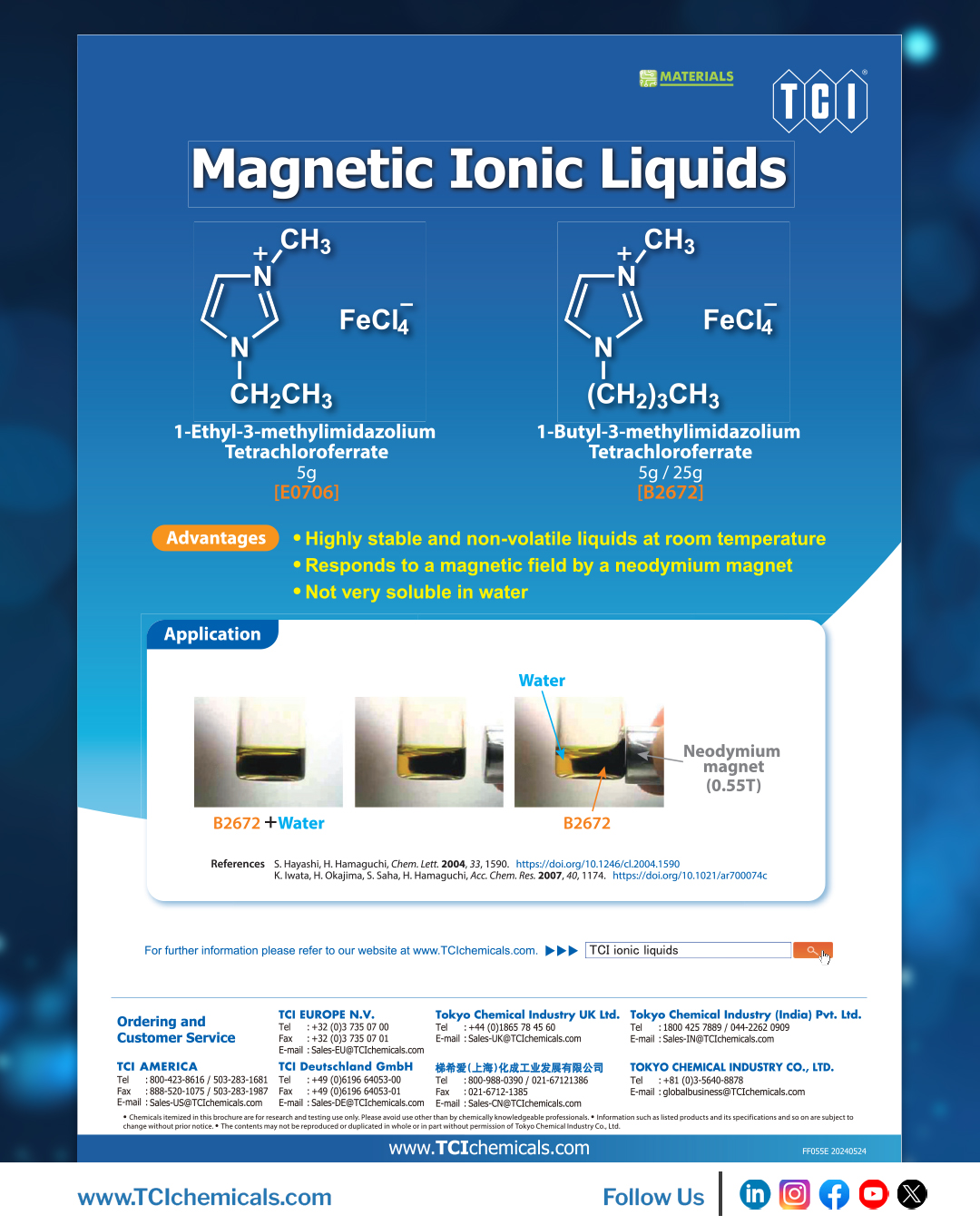 TCI - 𝗠𝗮𝗴𝗻𝗲𝘁𝗶𝗰 𝗜𝗼𝗻𝗶𝗰 𝗟𝗶𝗾𝘂𝗶𝗱𝘀: ♦ 1-Ethyl-3-methylimidazolium ...