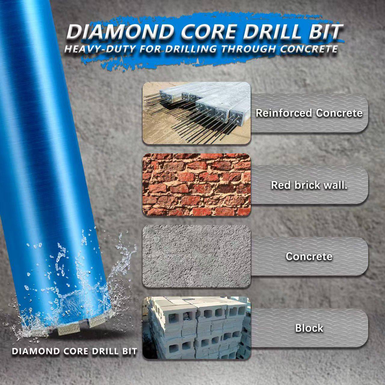 Diamond core drill bits are suitable for working on reinforced concrete ...