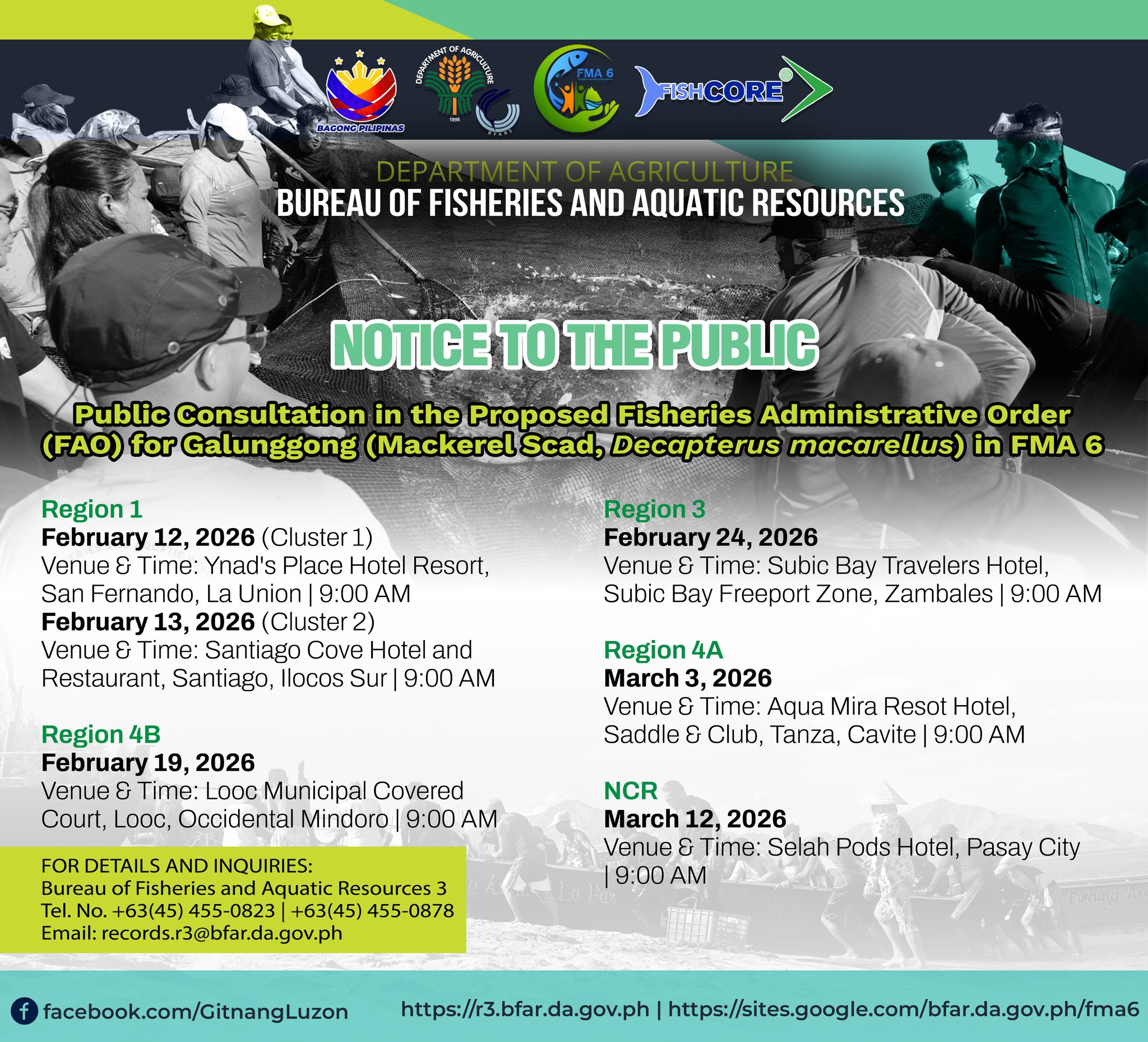 Schedule of Public... - BFAR FishCore Project - FMA 6 | Facebook